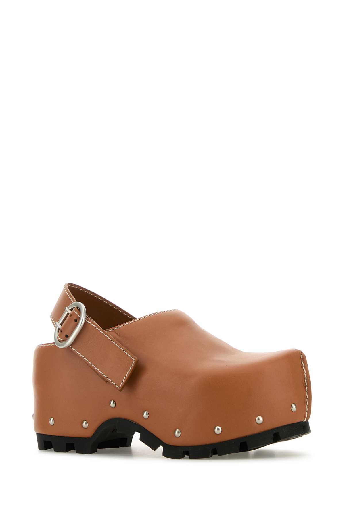 Jil Sander Leather Clogs With Chunky Sole And Studded Embellishments In 225