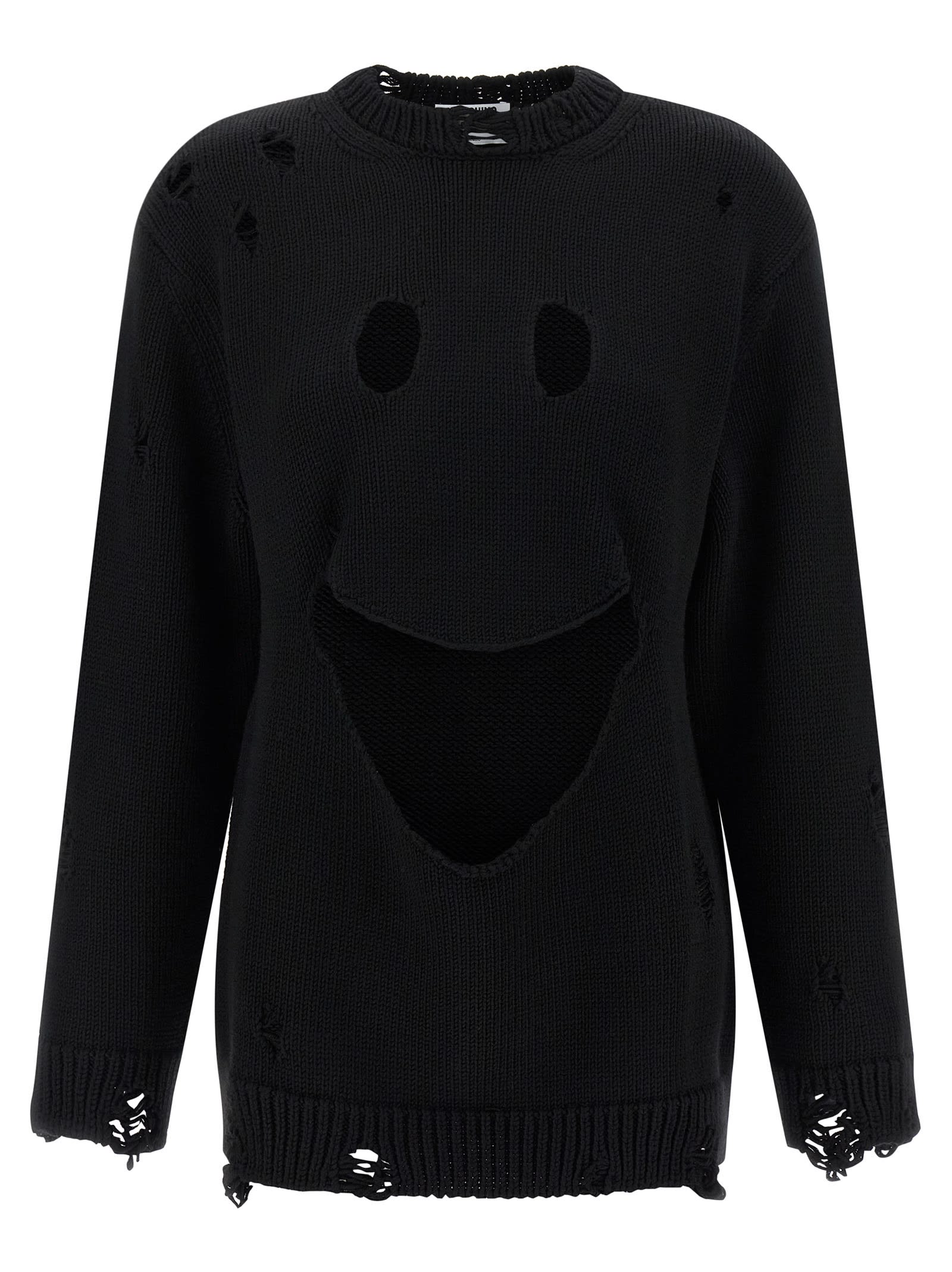 Moschino Oversized Pullover In Carved Wool In Black