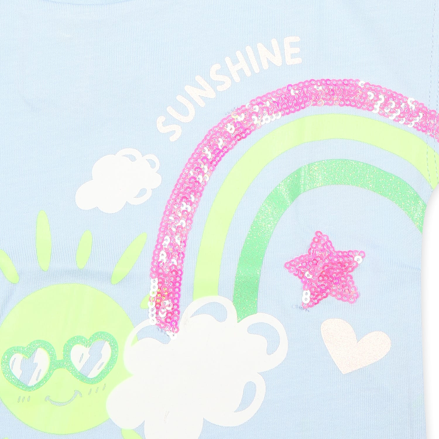 Shop Billieblush Light Blue T-shirt For Baby Girl With Rainbow