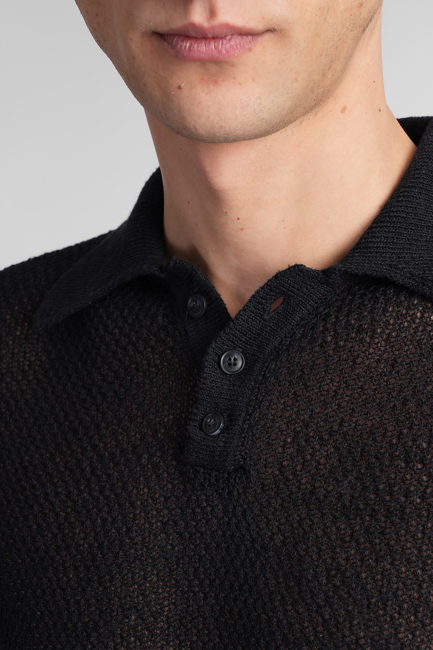 A Paper Kid Classic Black Casual Polo With Subtle Sheen In Black