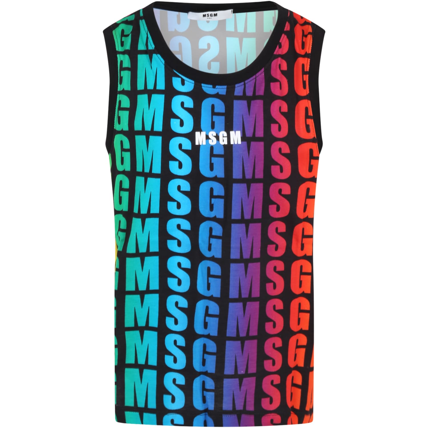 MSGM Black Tank-top For Boy With Logos