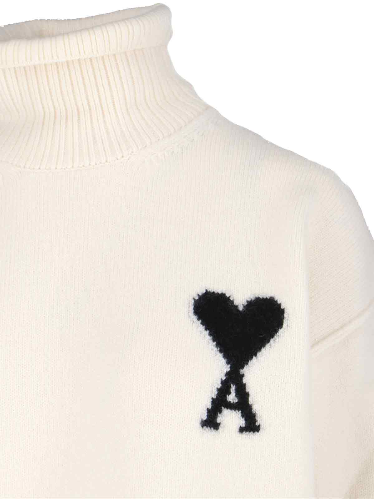 Ami Alexandre Mattiussi Oversized Intarsia-knit Wool Turtleneck Sweater In Metallic