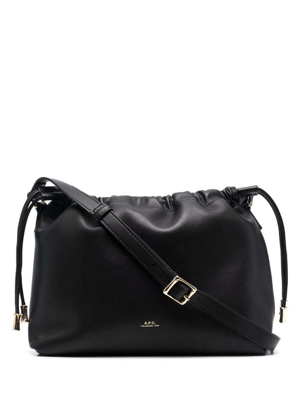 Apc Black Crossbody Bag With Logo Lettering On The Front And Drawstring Closure In Ecoleather Woman