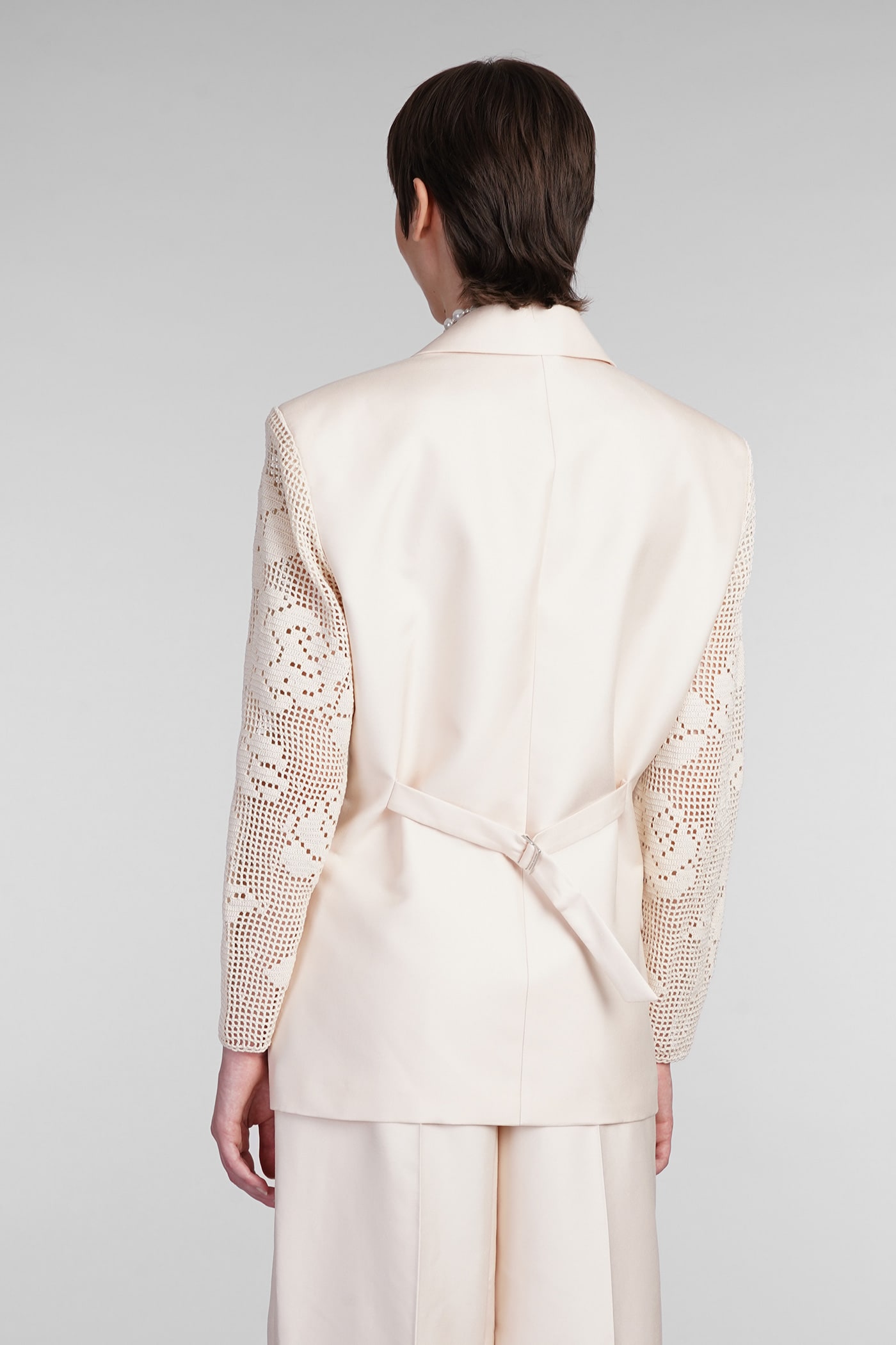 Shop Magda Butrym Blazer In Beige Silk