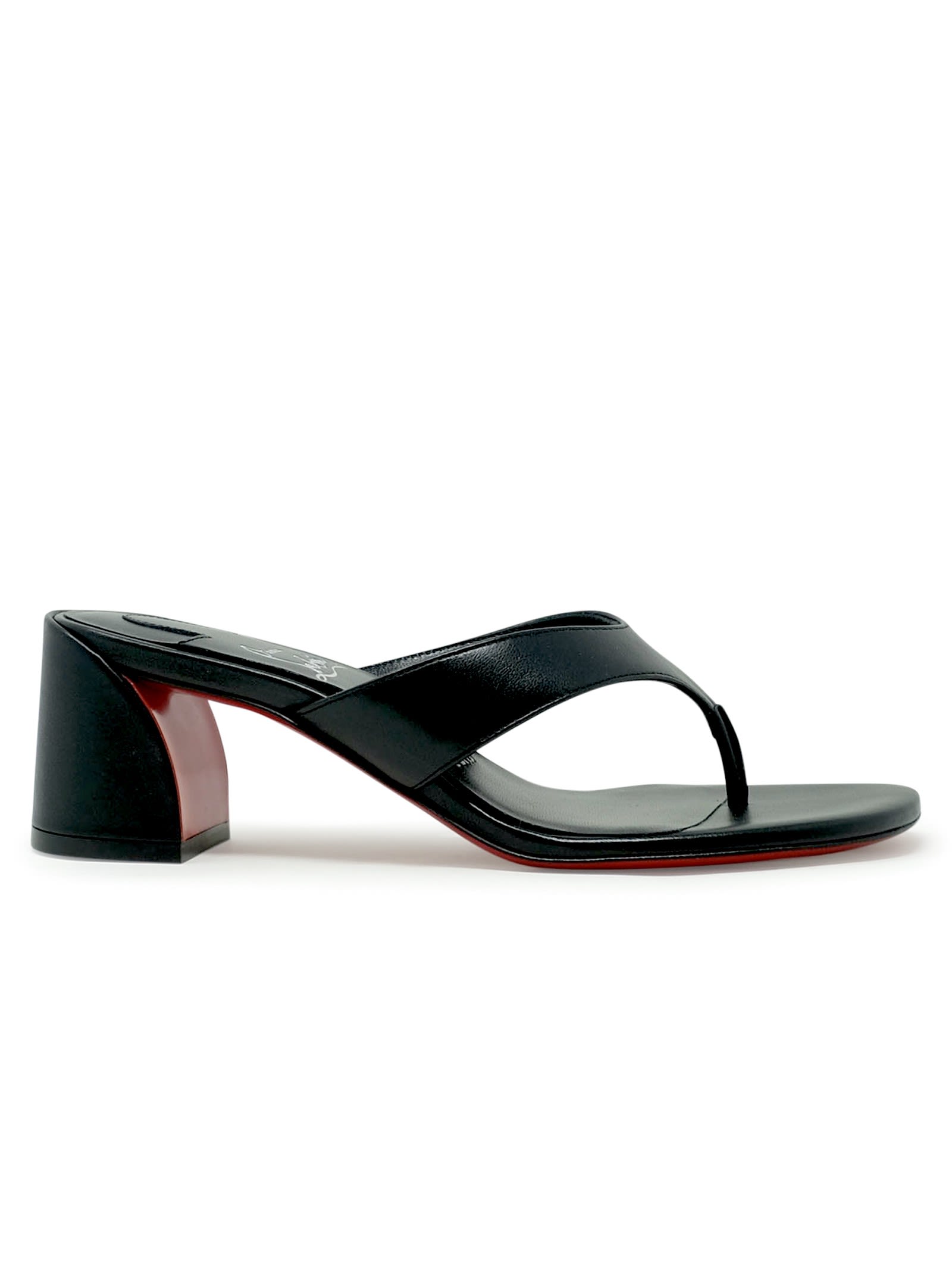 Christian Louboutin Jane Tonga Leather Red Sole Slide Sandals