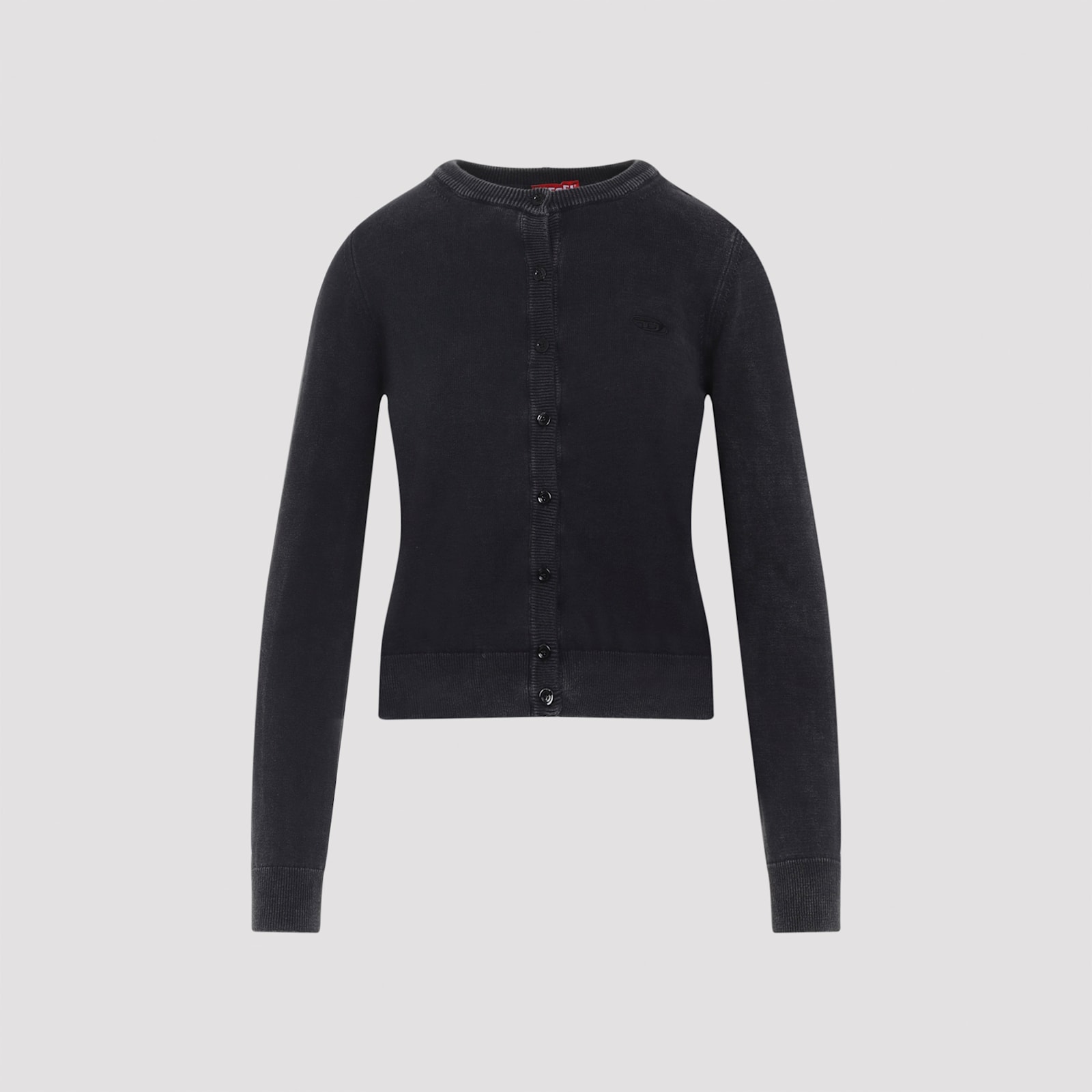 Diesel Fitted Button-up Sweater With Ribbed Detailing In Black