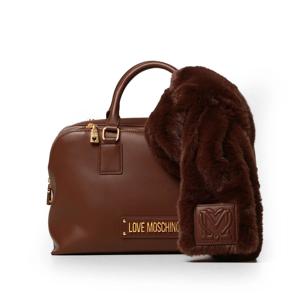 Love Moschino Brown Handbag With Scarf