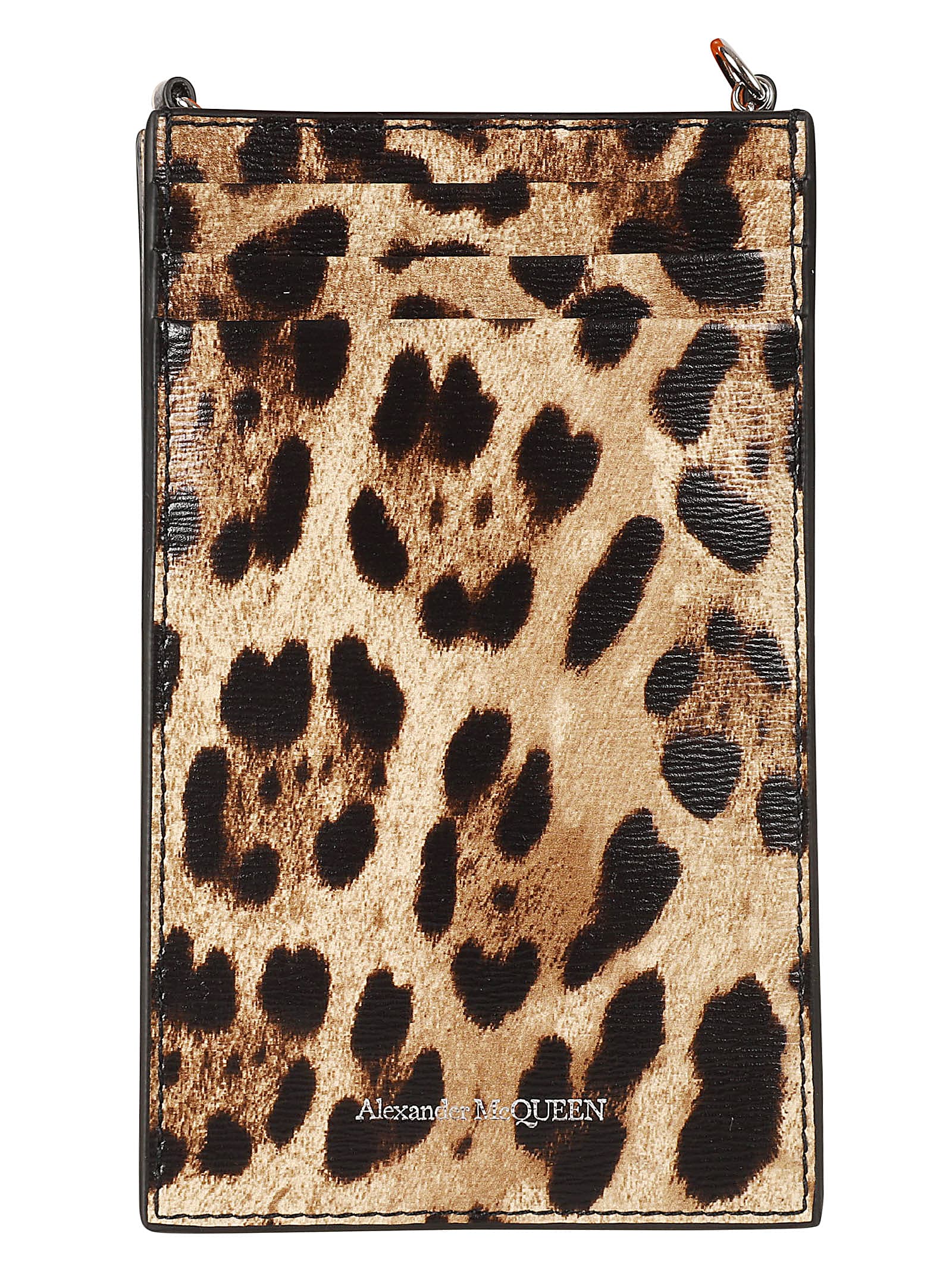 Shop Alexander Mcqueen Skull Embellished Animalier Chained Phone Pouch In Natural/black