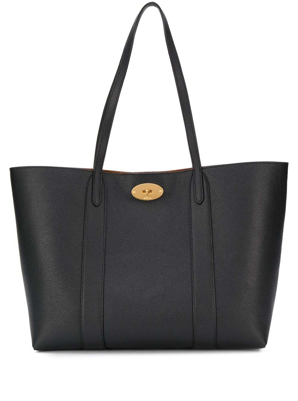 Mulberry Black Tote Bag With Front Turn-lock Closure And And Two Top Handles In Leather Woman