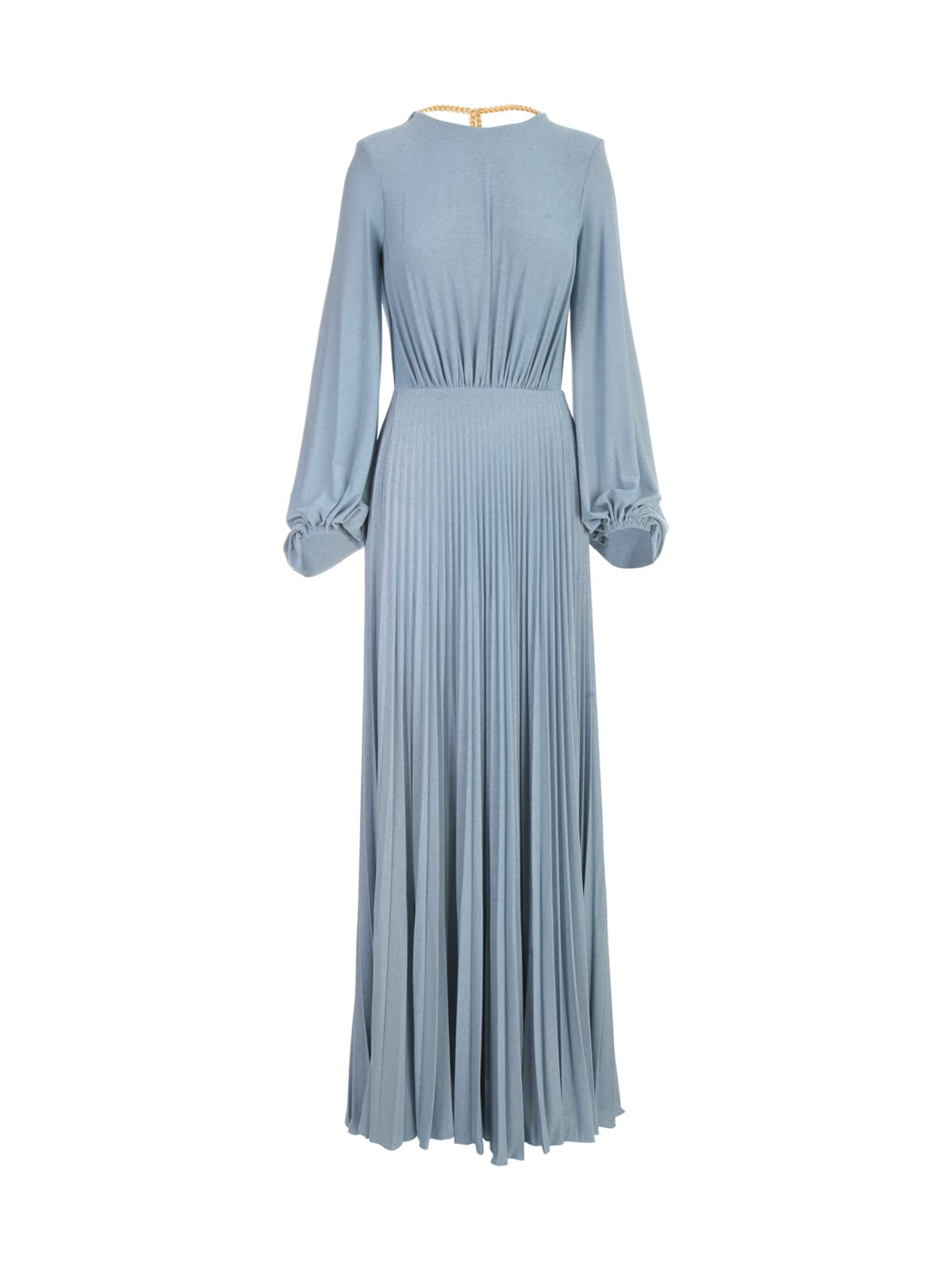 Elisabetta Franchi Pleated Skirt W/side Slit Long Dress