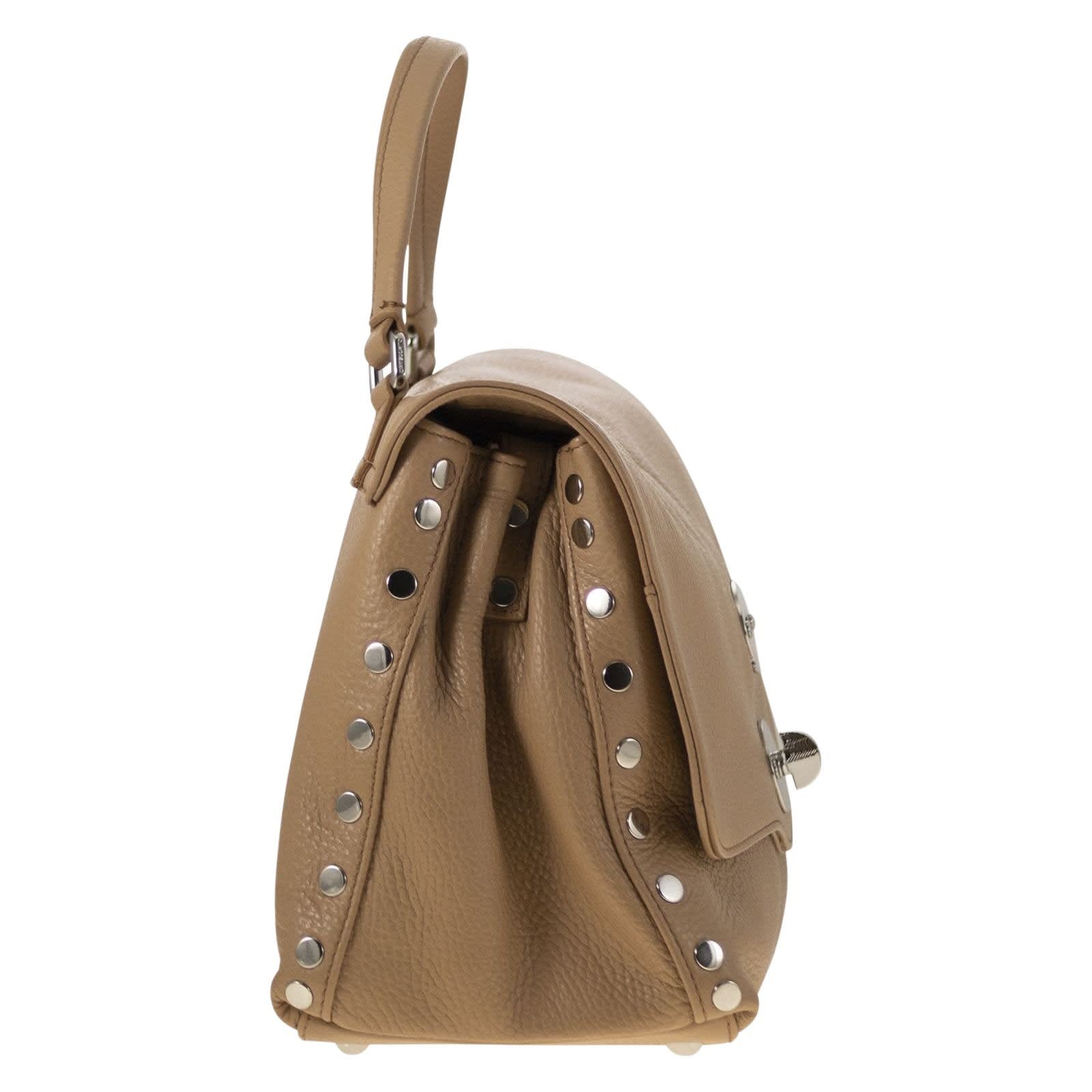 Zanellato Textured Calf Leather Messenger Bag In Marrone Cantucci