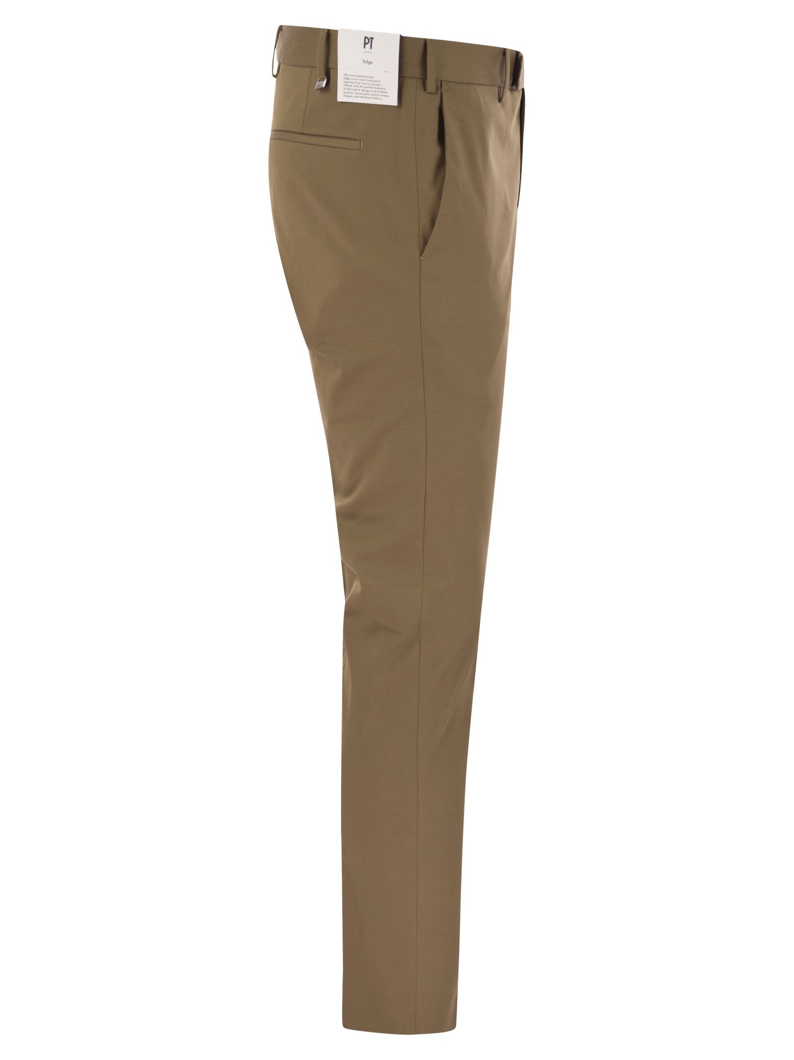 Pt Torino Khaki Stretch Cotton Blend Pant In Hazelnut