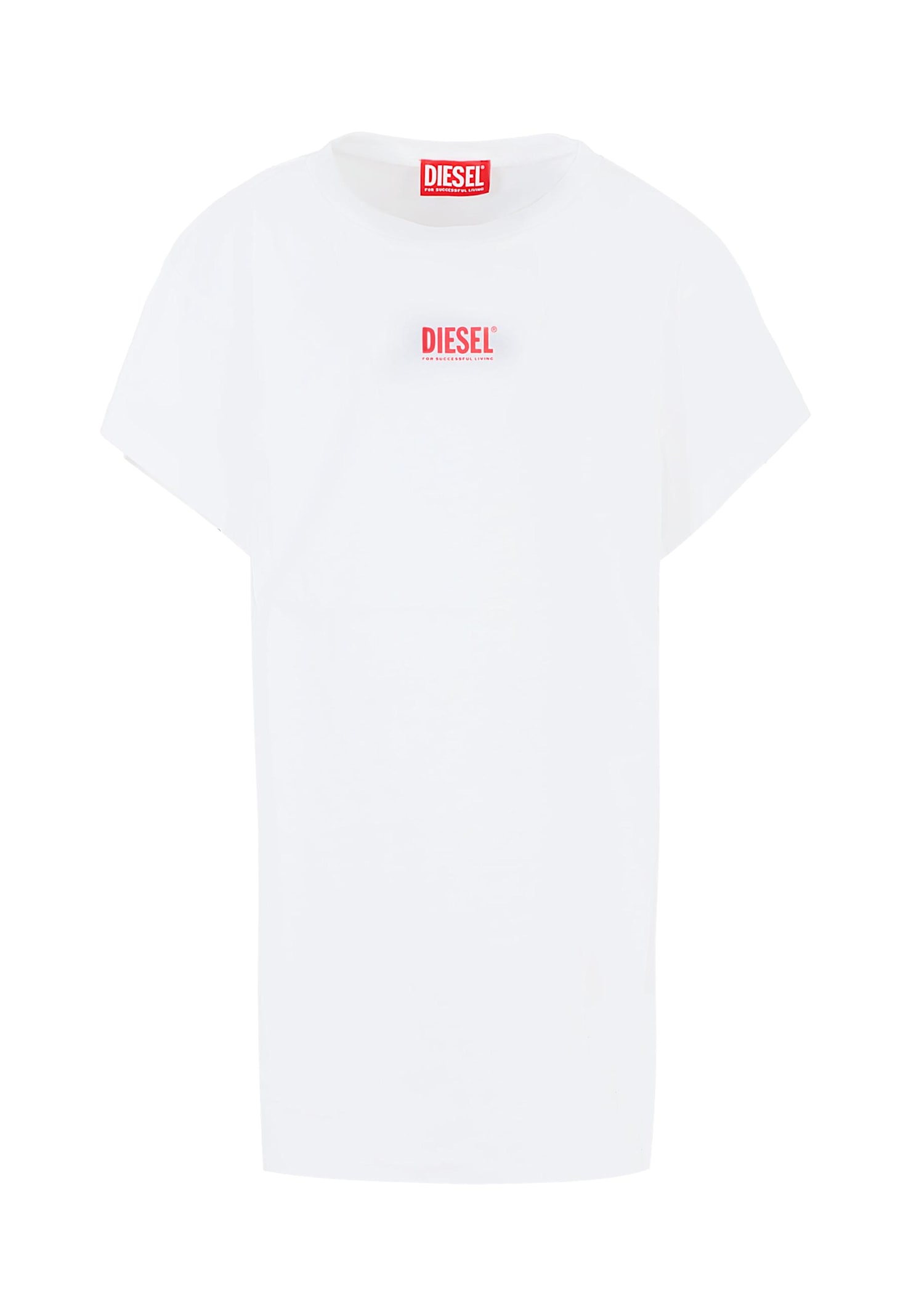 Diesel White Dress For Girl With Logo In White