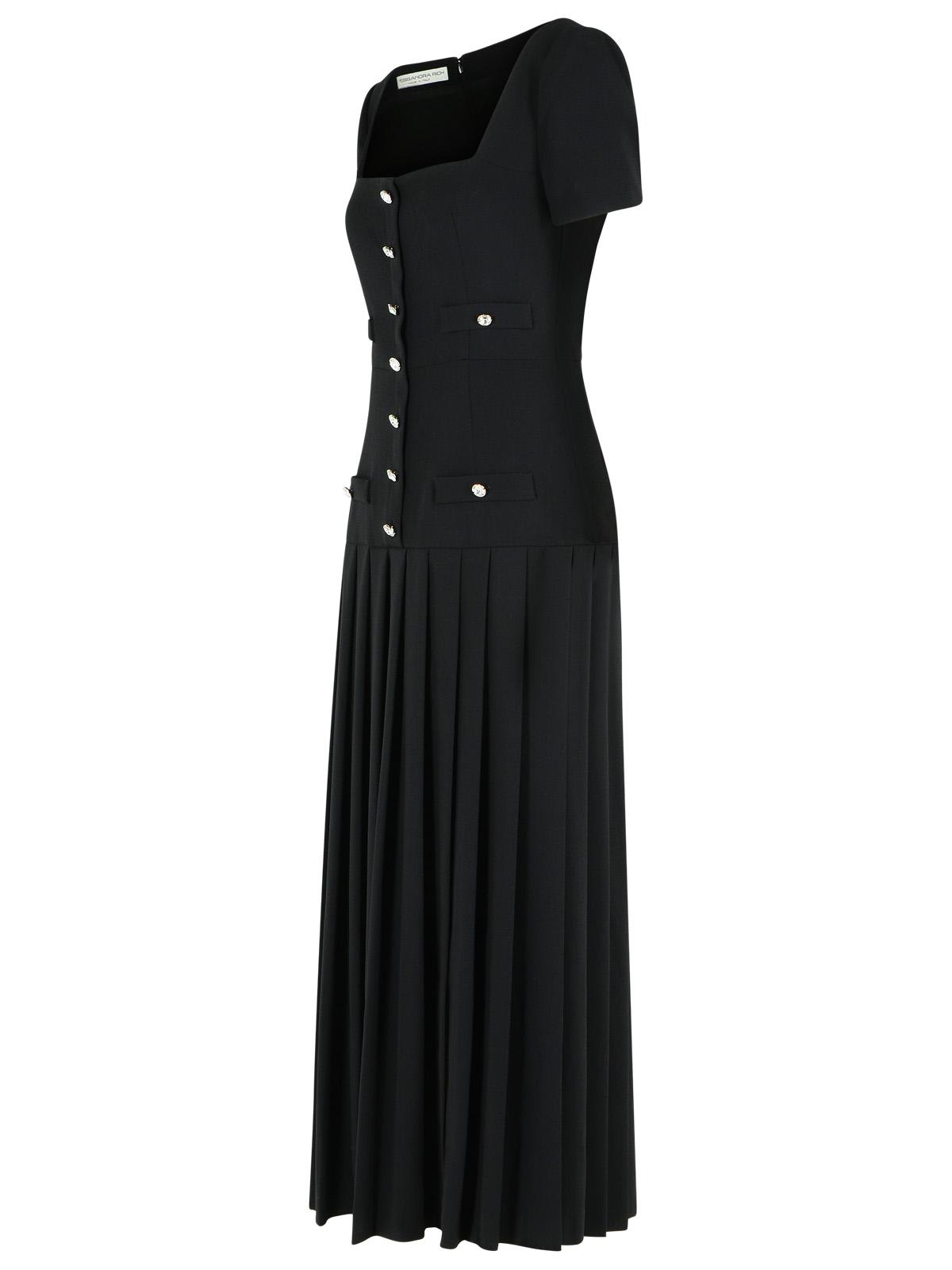 Alessandra Rich Wool Dress With Button Detailing In Black