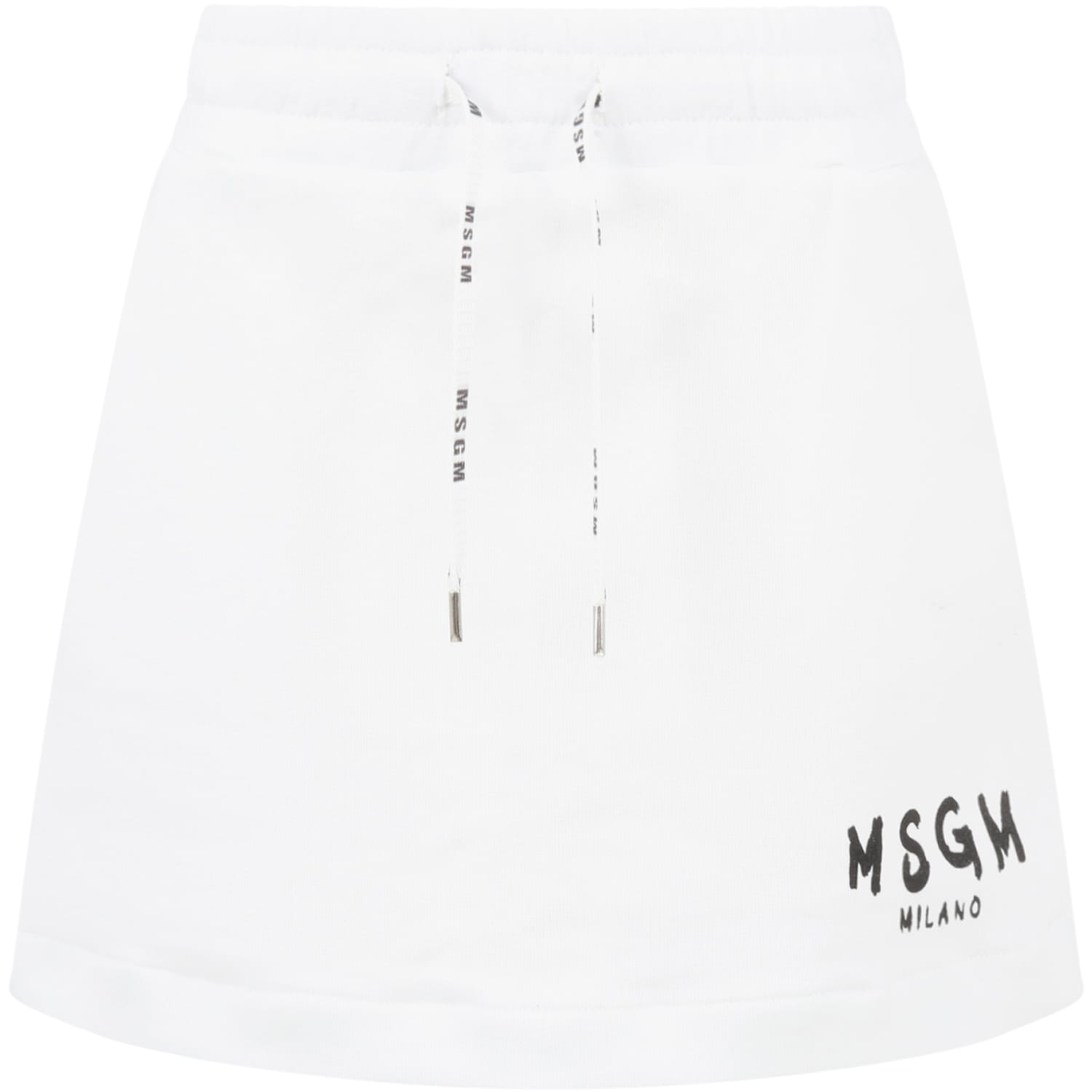 MSGM White Skirt For Girl With Logo