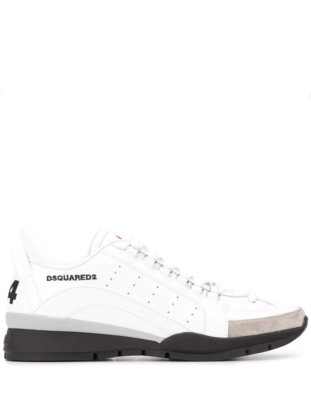 Dsquared2 Man White 251 Sneakers With Suede Toe