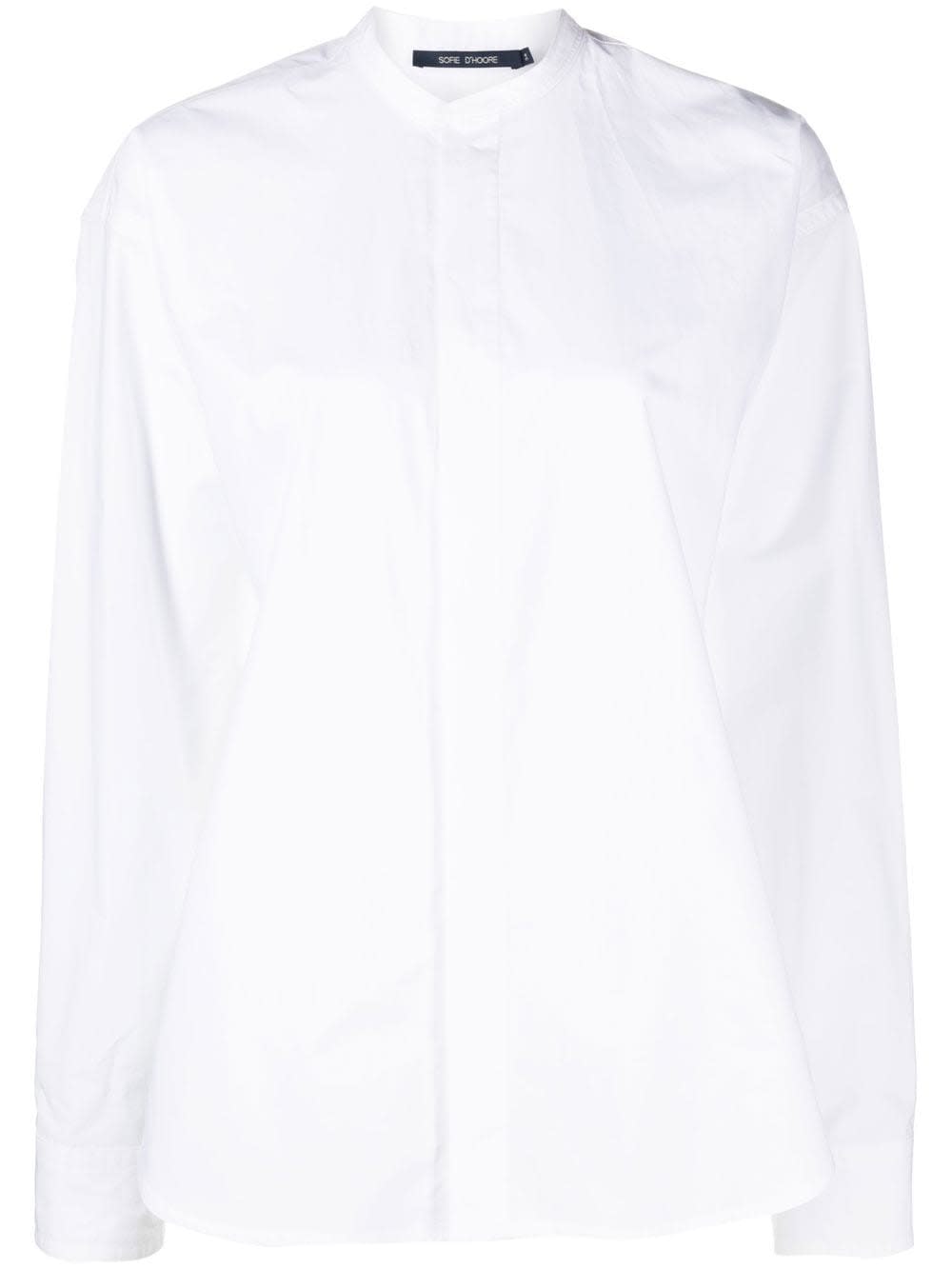 Sofie D'hoore Collarless Linen Shirt In White