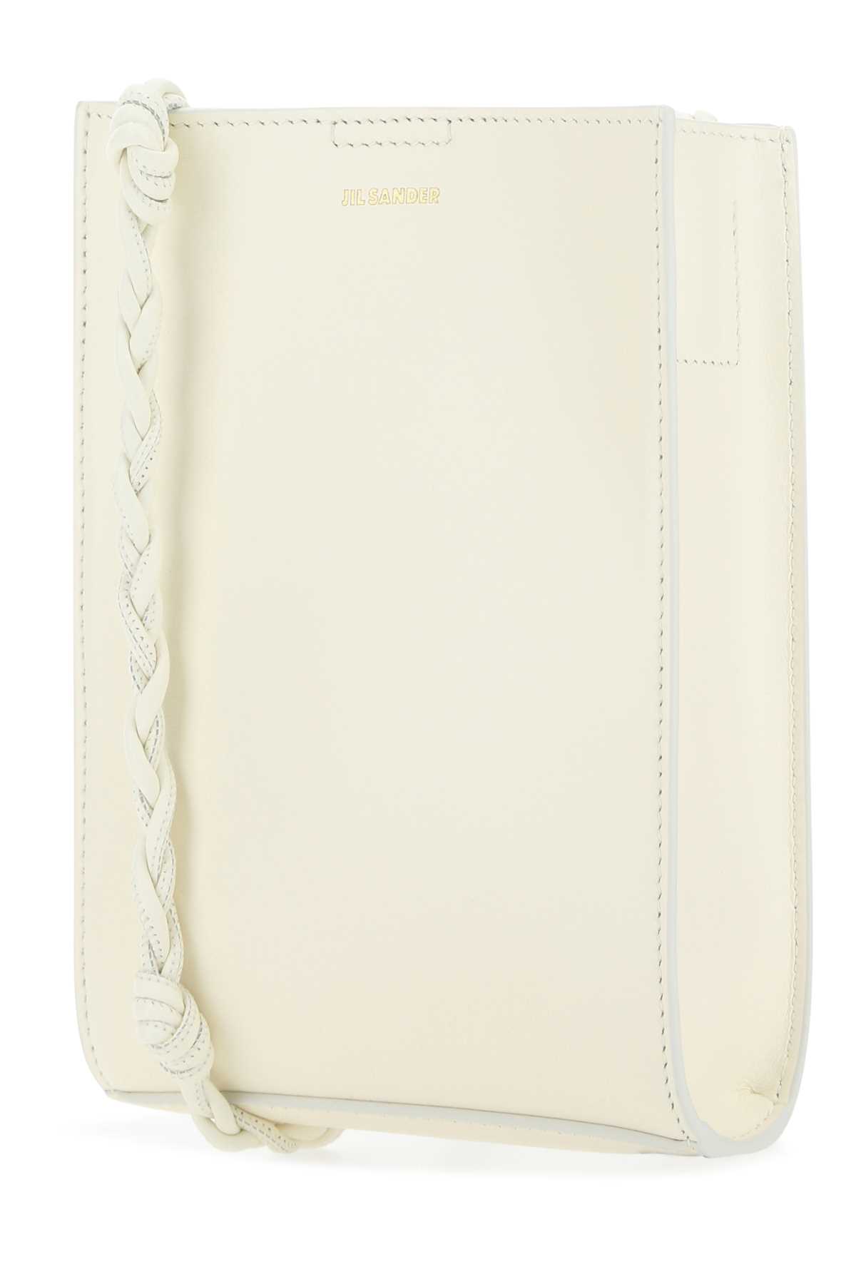 Jil Sander Ivory Leather Small Tangle Shoulder Bag In 106