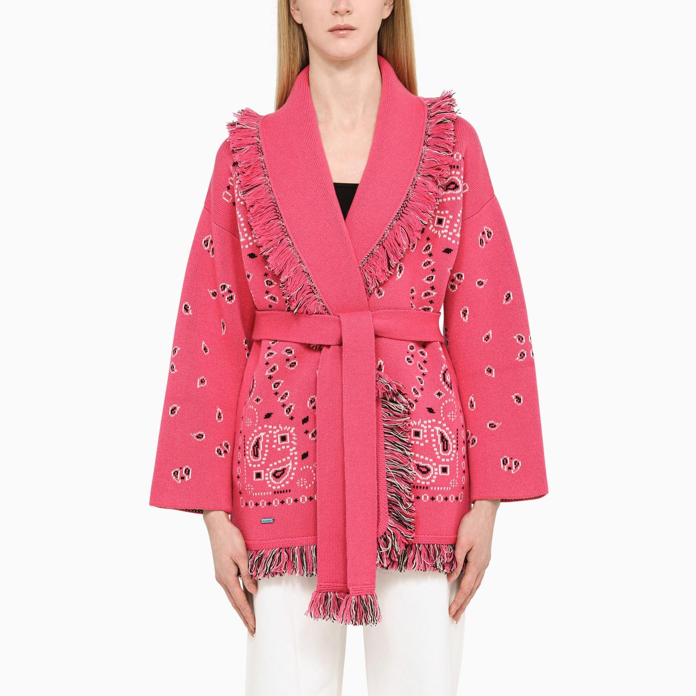 Shop Alanui Pink Paisley Pattern Cardigan In Rosa