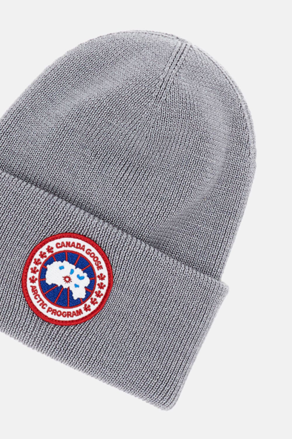Canada Goose Knitted Wool Beanie Hat With Fold-over Cuff In Gray