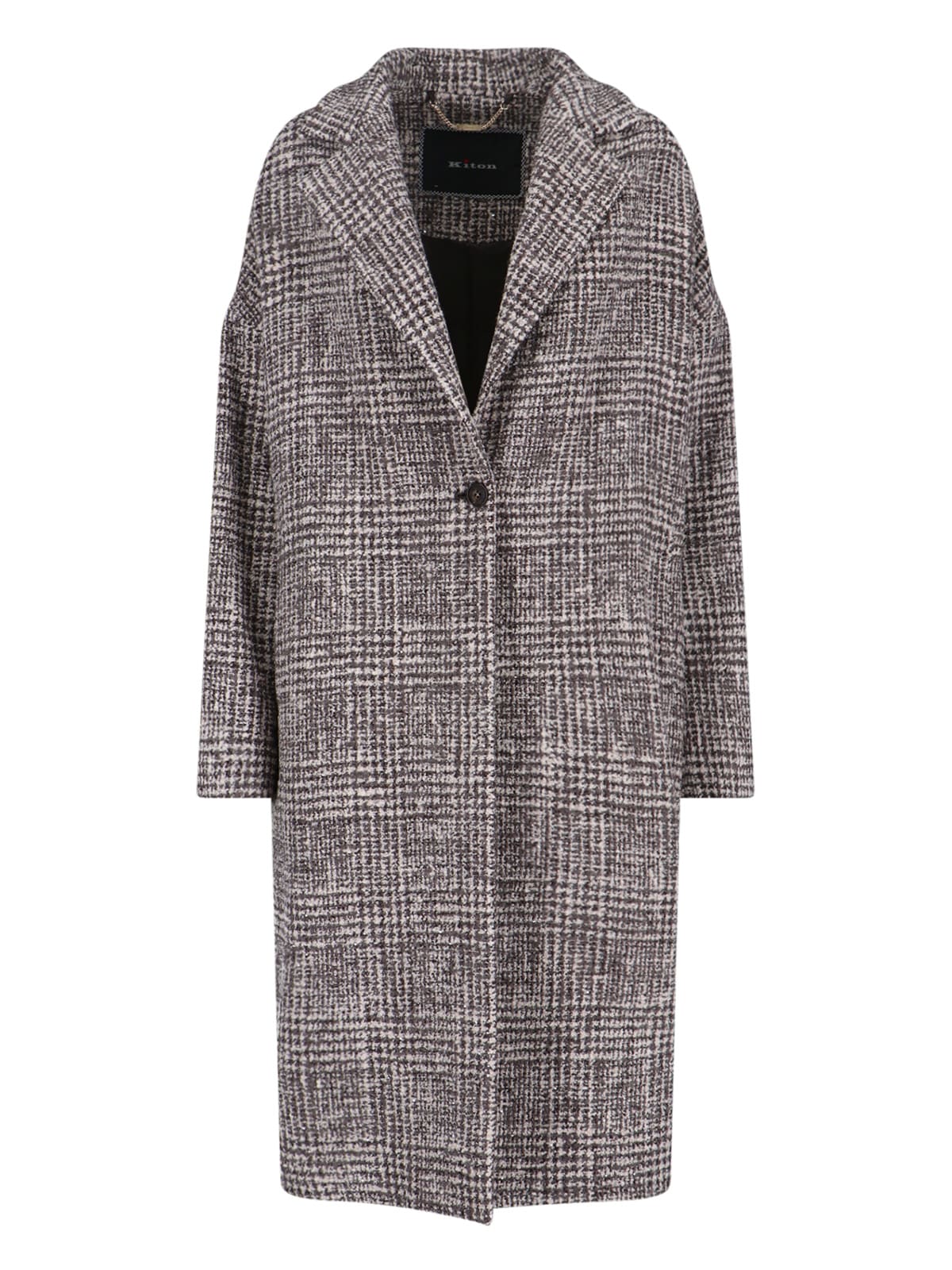Kiton Longline Jacket With Notched Lapel And Pockets In Neutral