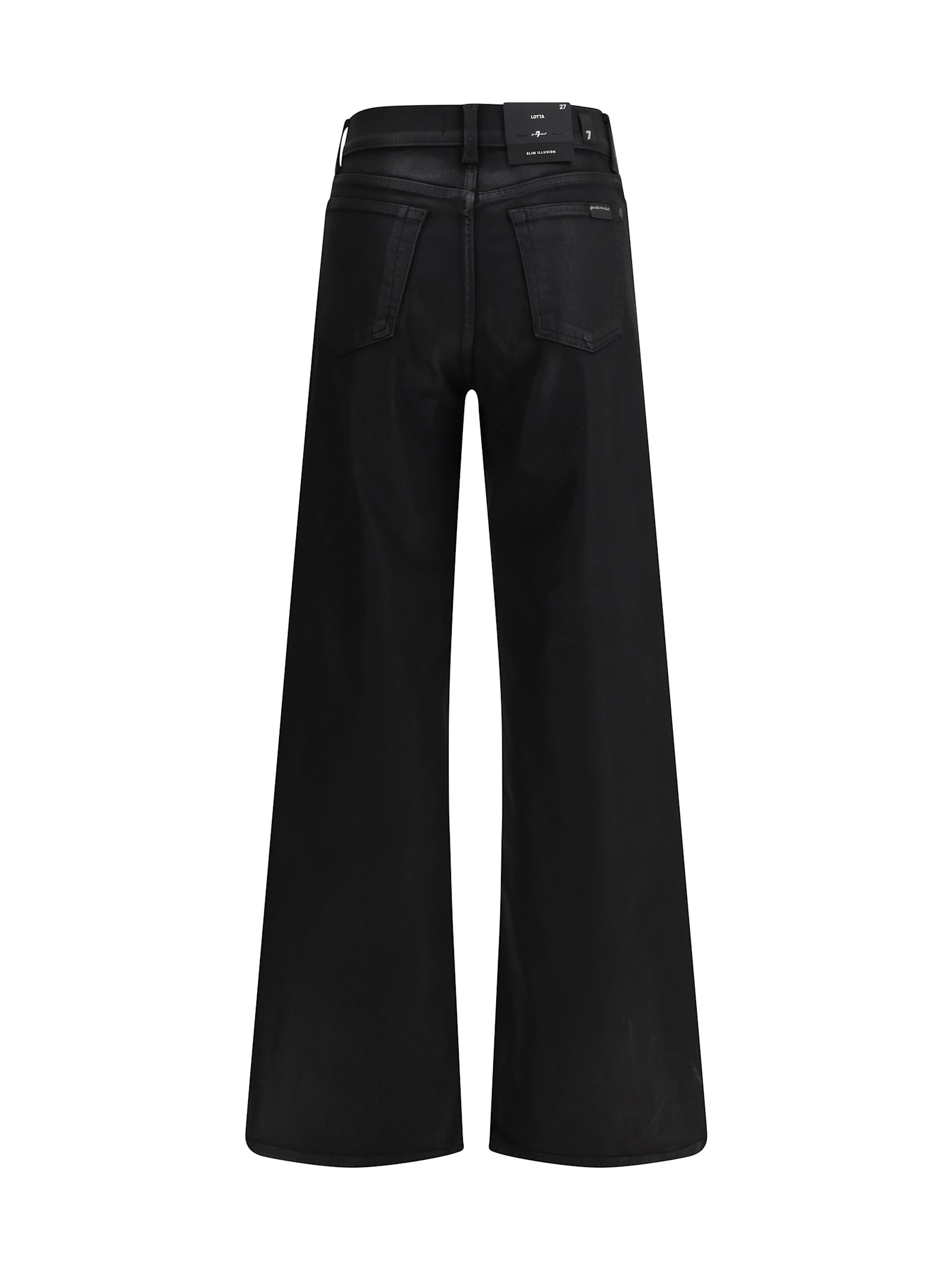 7 For All Mankind Womens Coated Black Lotta Wide-leg Stretch-denim Jeans In Black