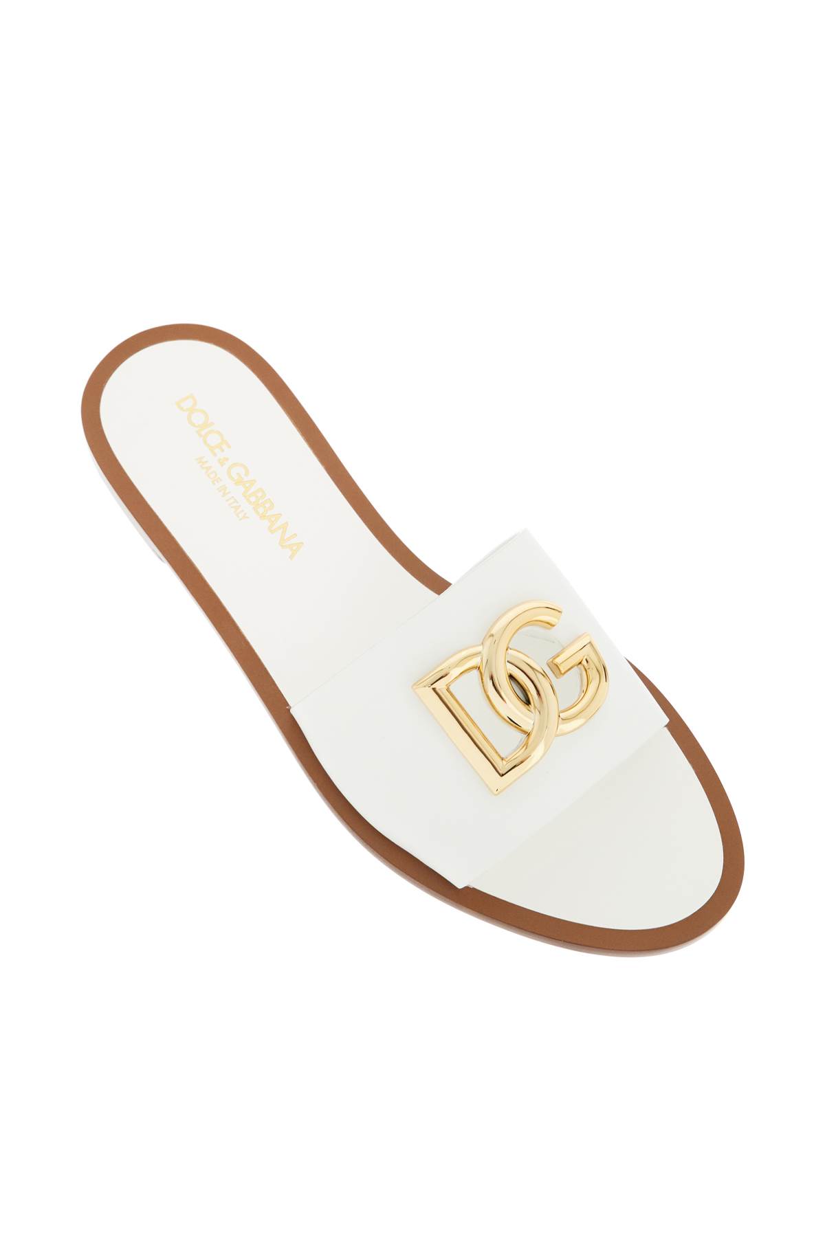 Shop Dolce & Gabbana White Dg Logo Slides With 8 In Bianco Ottico (white)