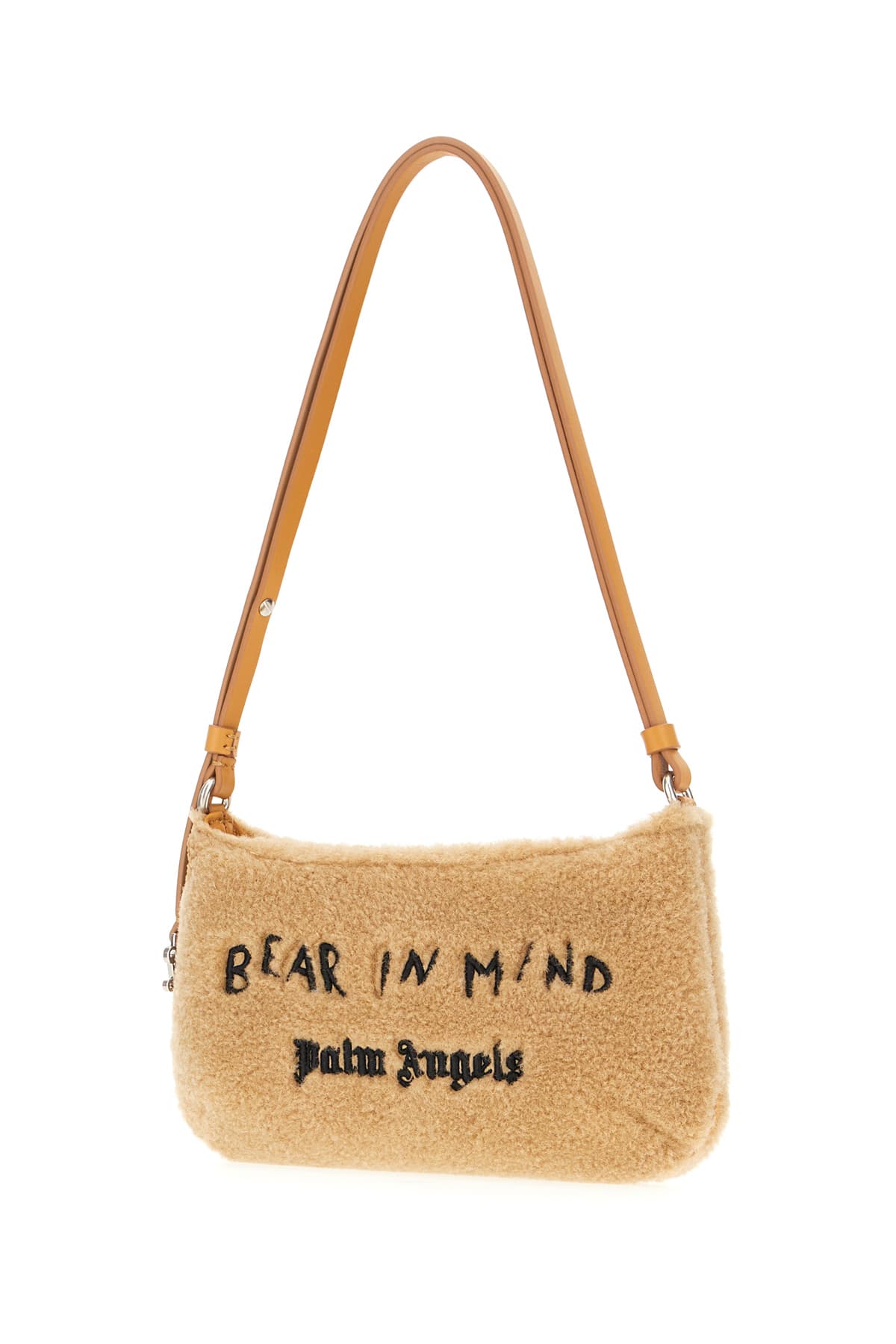 Shop Palm Angels Beige Polyester Giorgina Shoulder Bag In Brown Black