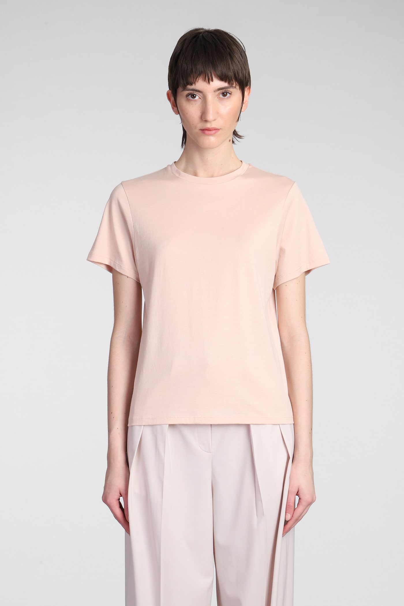 THEORY T-SHIRT IN ROSE-PINK COTTON