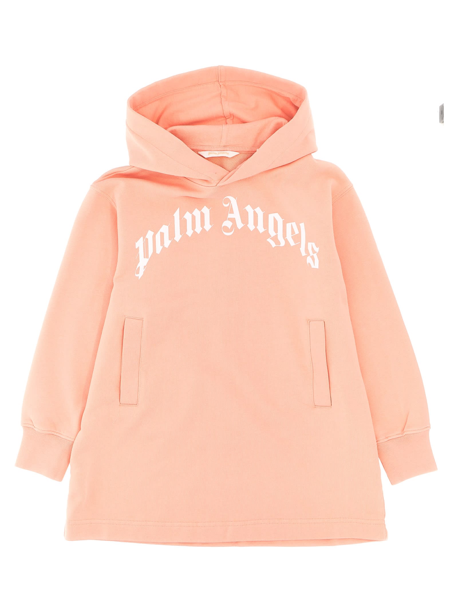 Shop Palm Angels Classic Curved Logo Hooded Dress In Pink