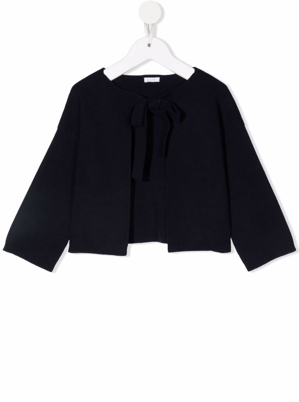 Shop Il Gufo Blue Knotable Cardigan In Fabric Girl