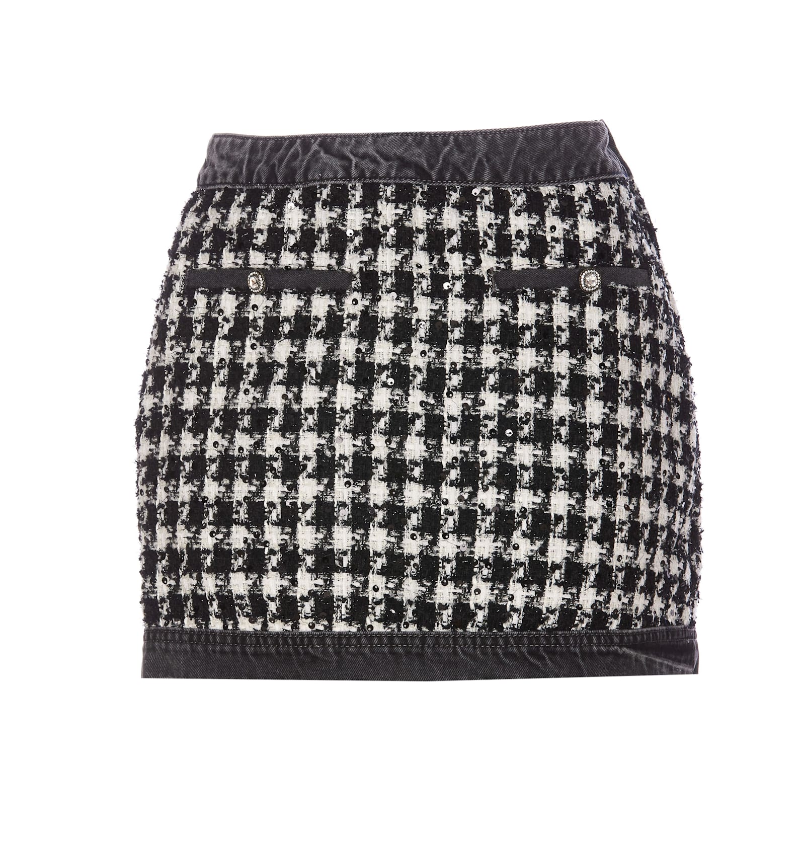 Shop Liu •jo Mini Houndstooth Skirt In Black