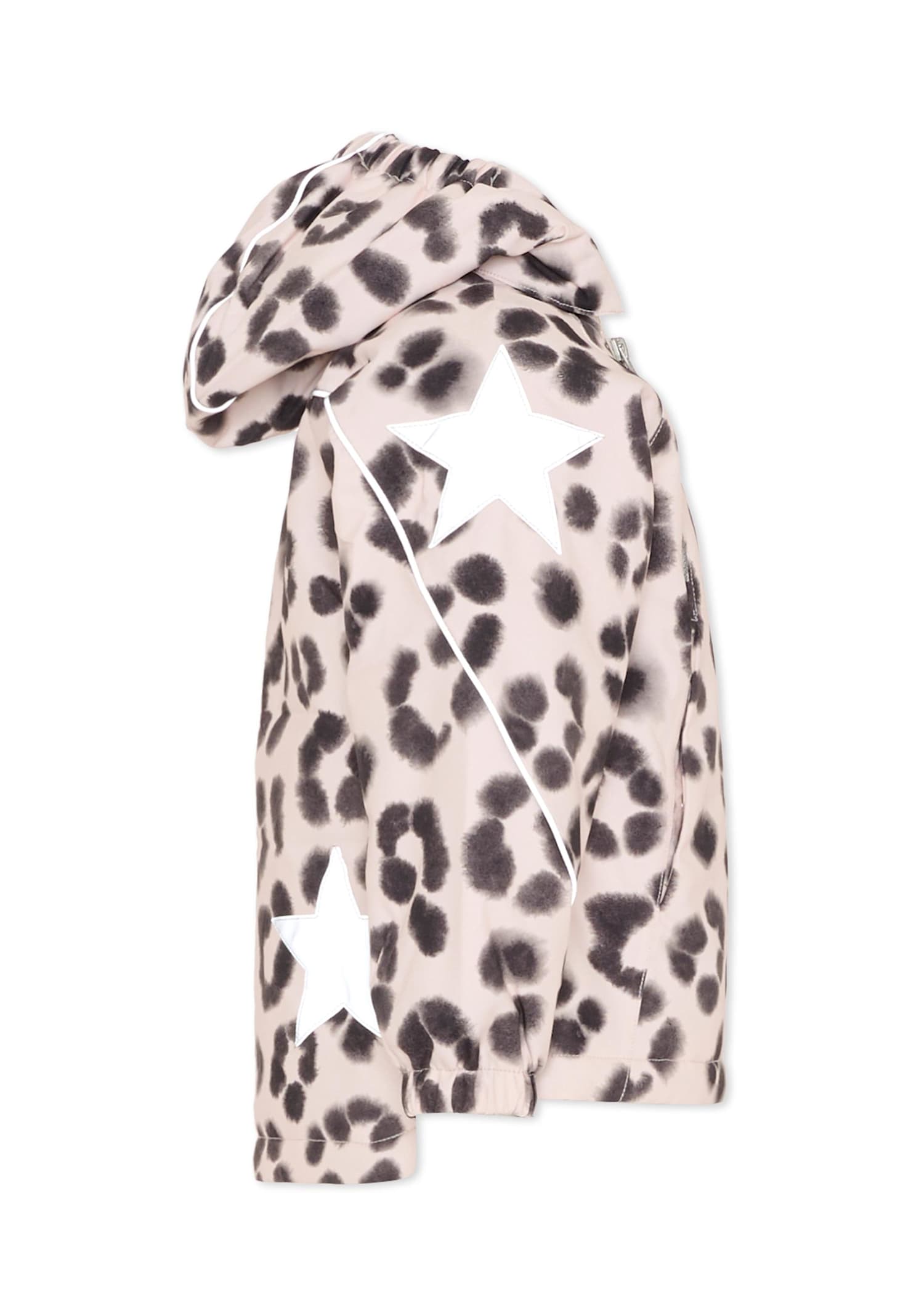 Molo Beige Down Snow Jacket For Girl With Print In Neutral