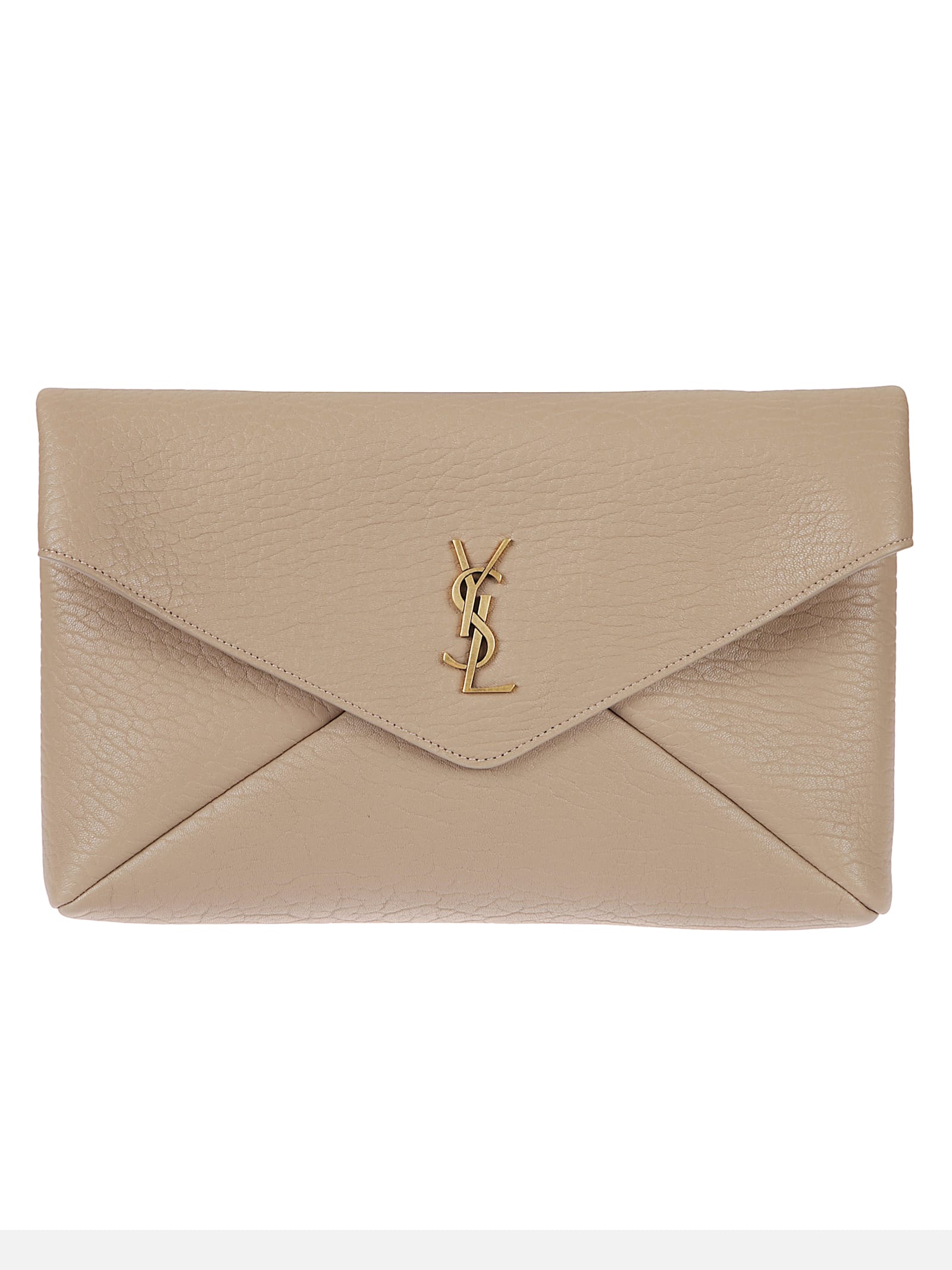 Saint Laurent Envelope Cassandre Large Clutch Bag In Brown