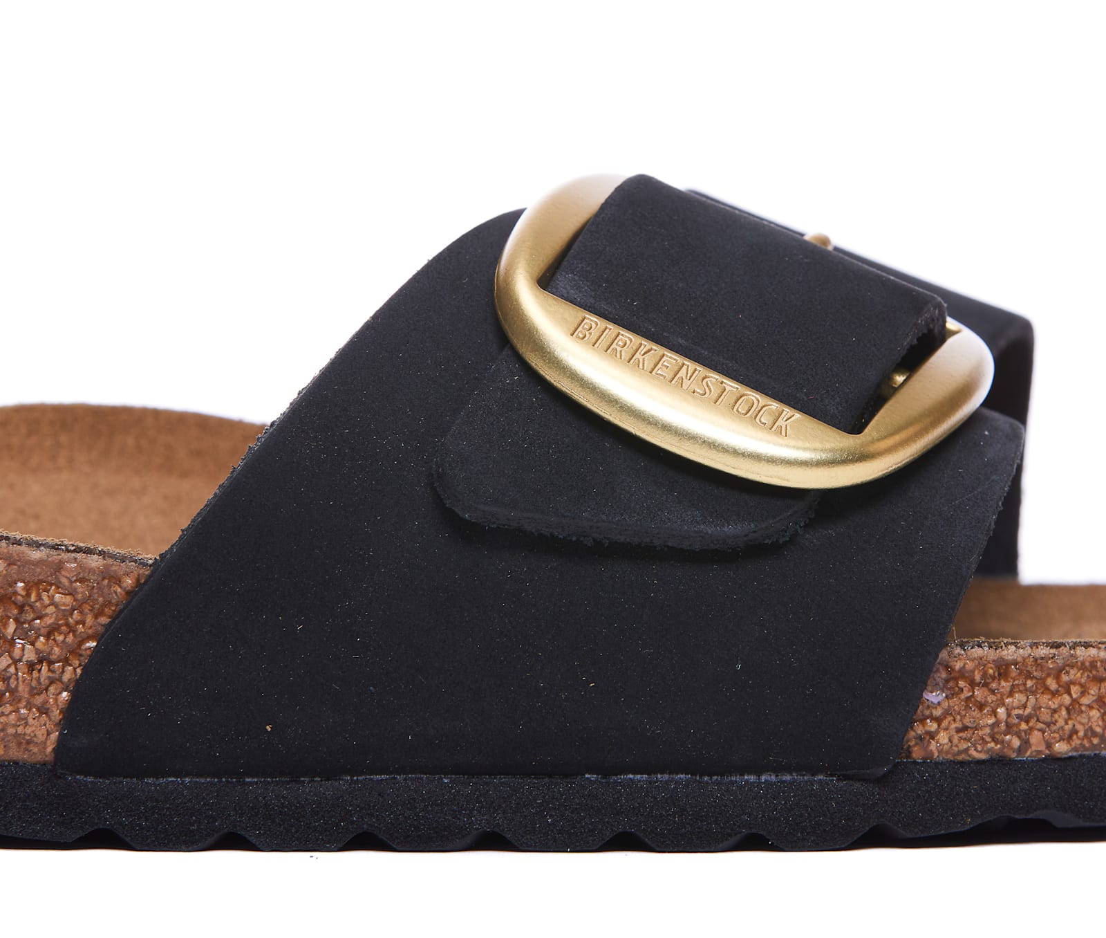 Birkenstock Madrid Big Buckle Nubuck Sandal In Black