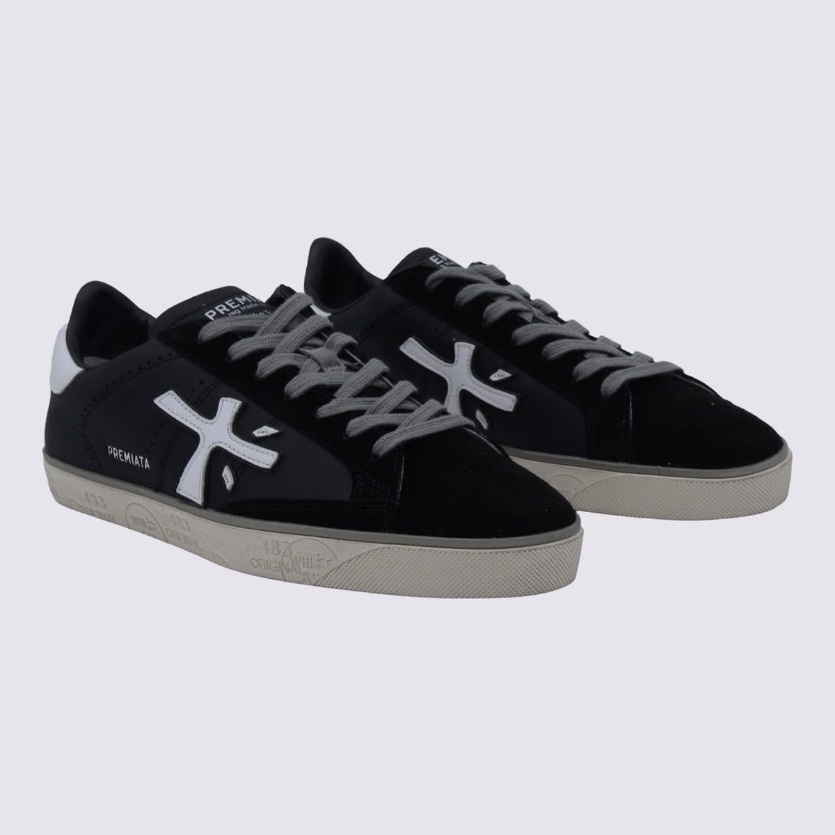 Premiata Black Leather Steven Sneakers In Black