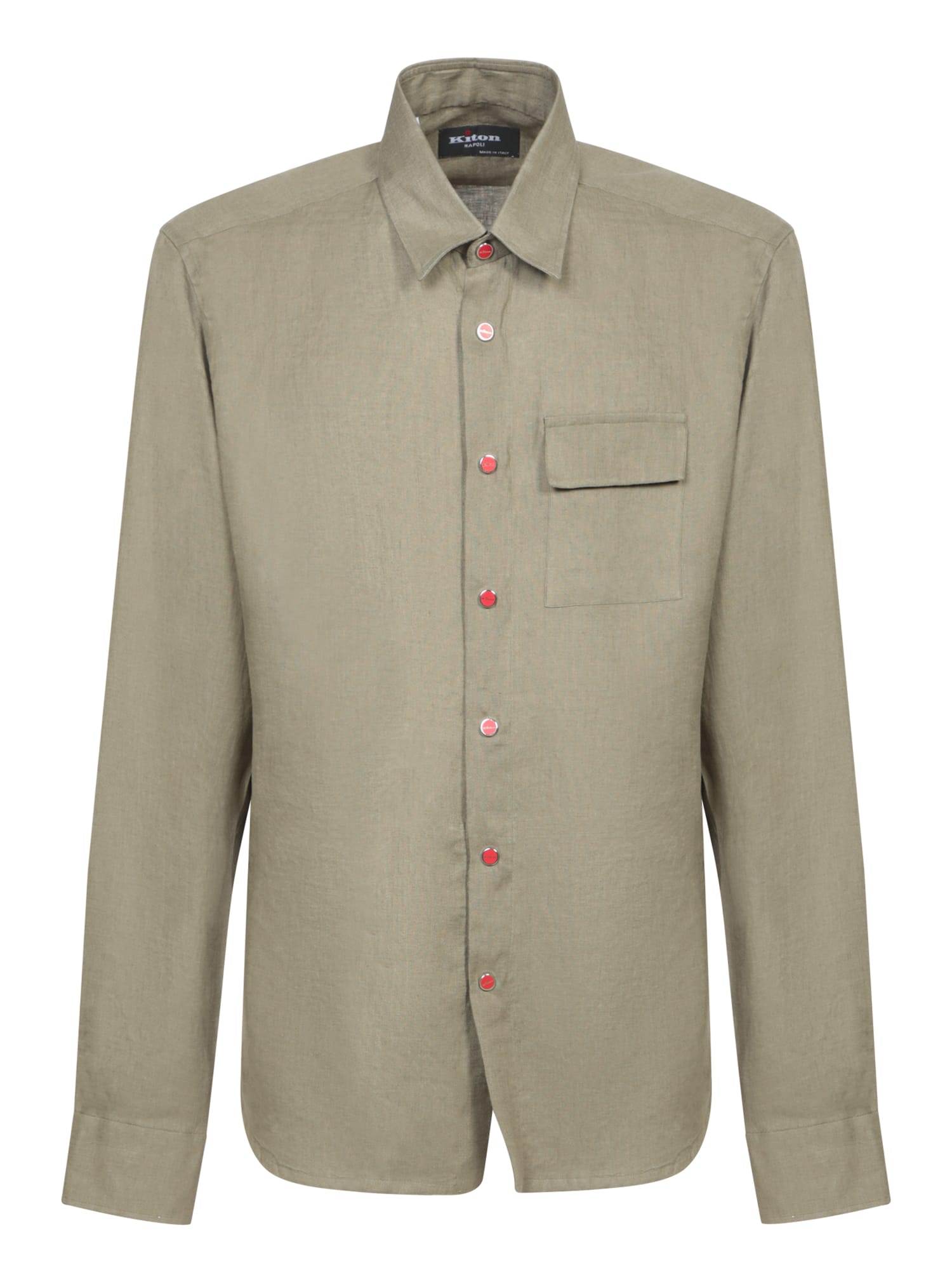 Olive Green- Brown Linen Overshirt