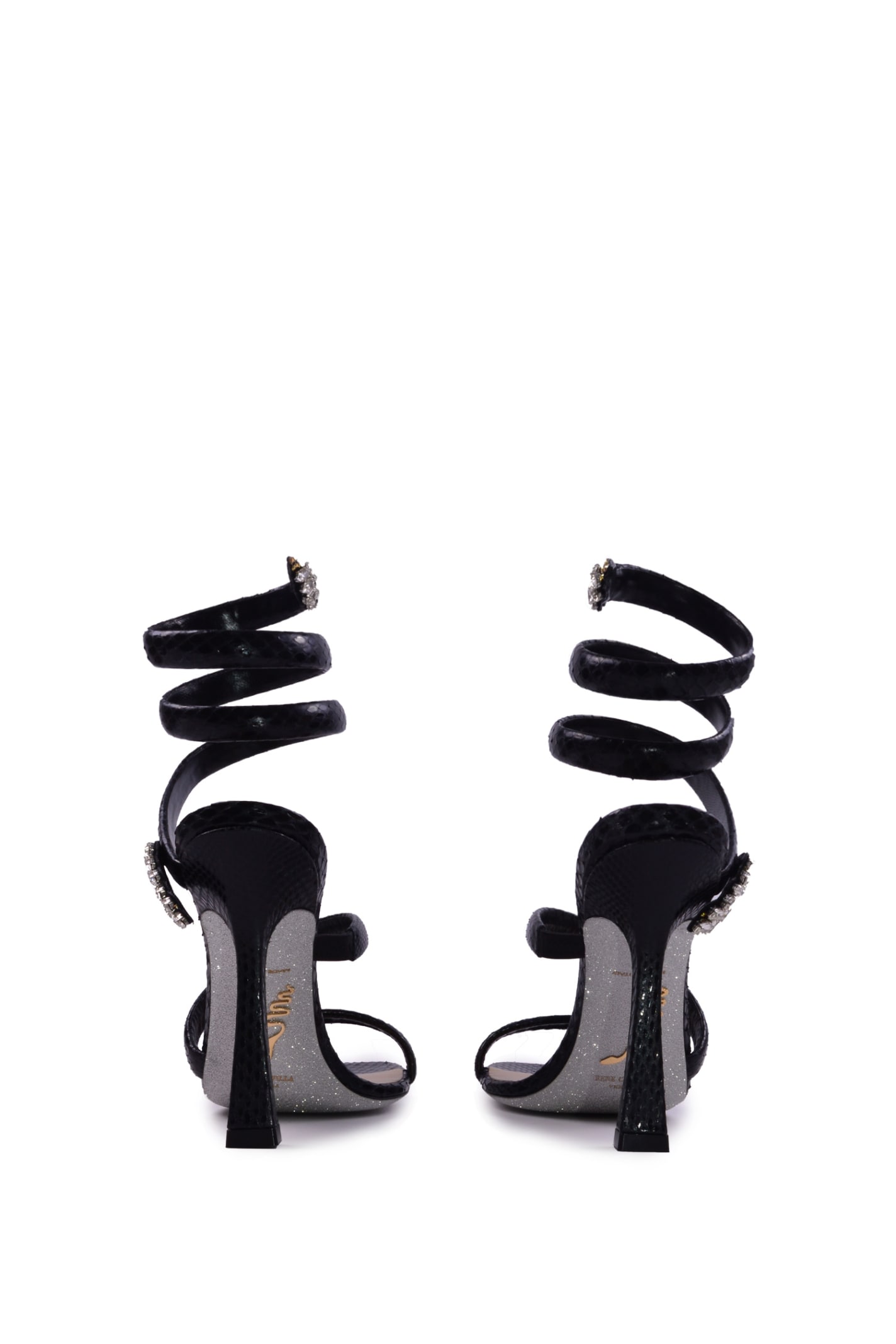 Shop René Caovilla Heel Sandals In Black