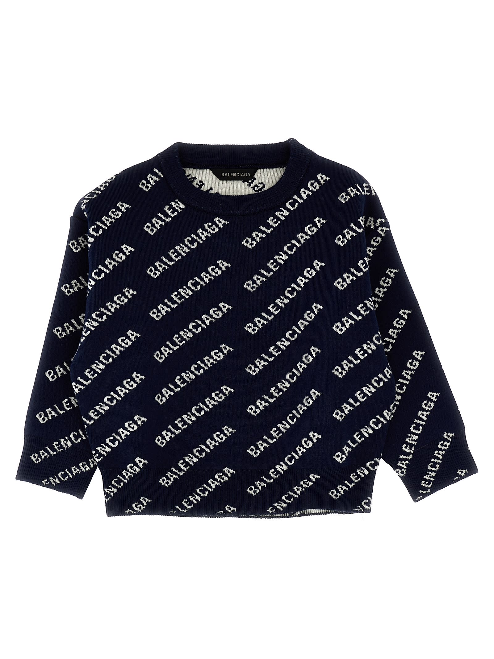 Balenciaga Kids' Logo Sweater In Blue