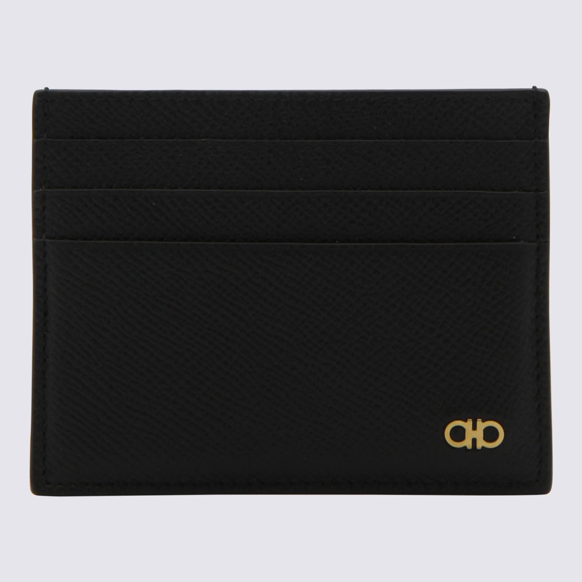 Black Leather Gancini Card Holder