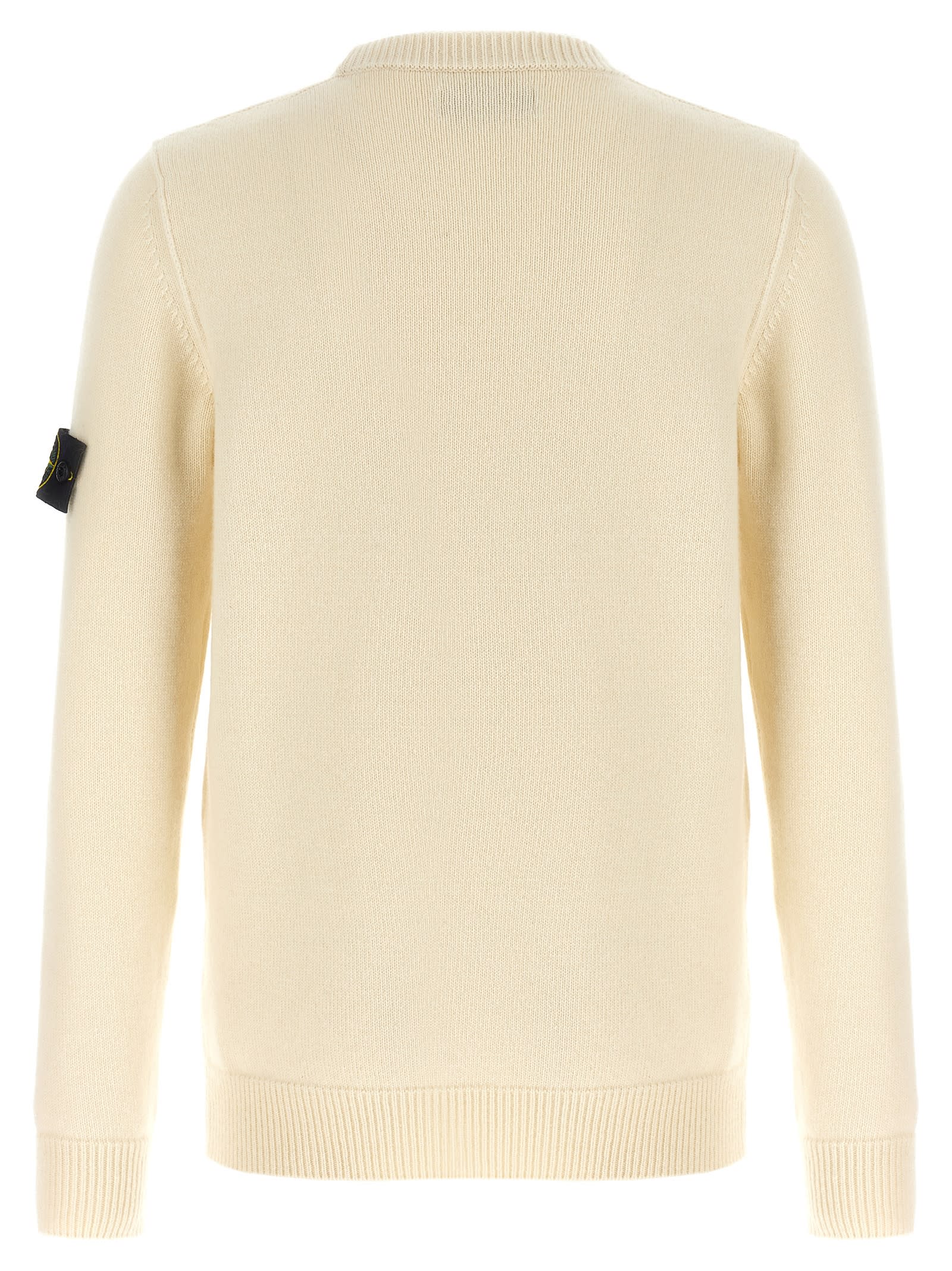 Shop Stone Island Logo Patch Sweater In White