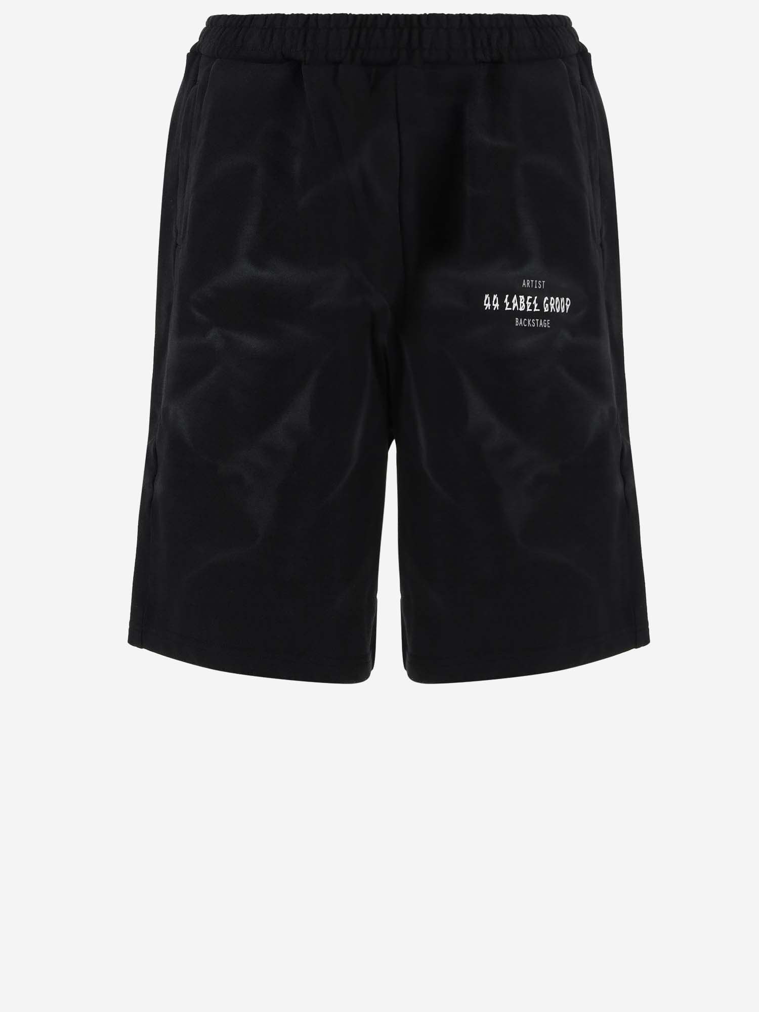 Shop 44 Label Group Cotton Bermuda Shorts With Logo In Black