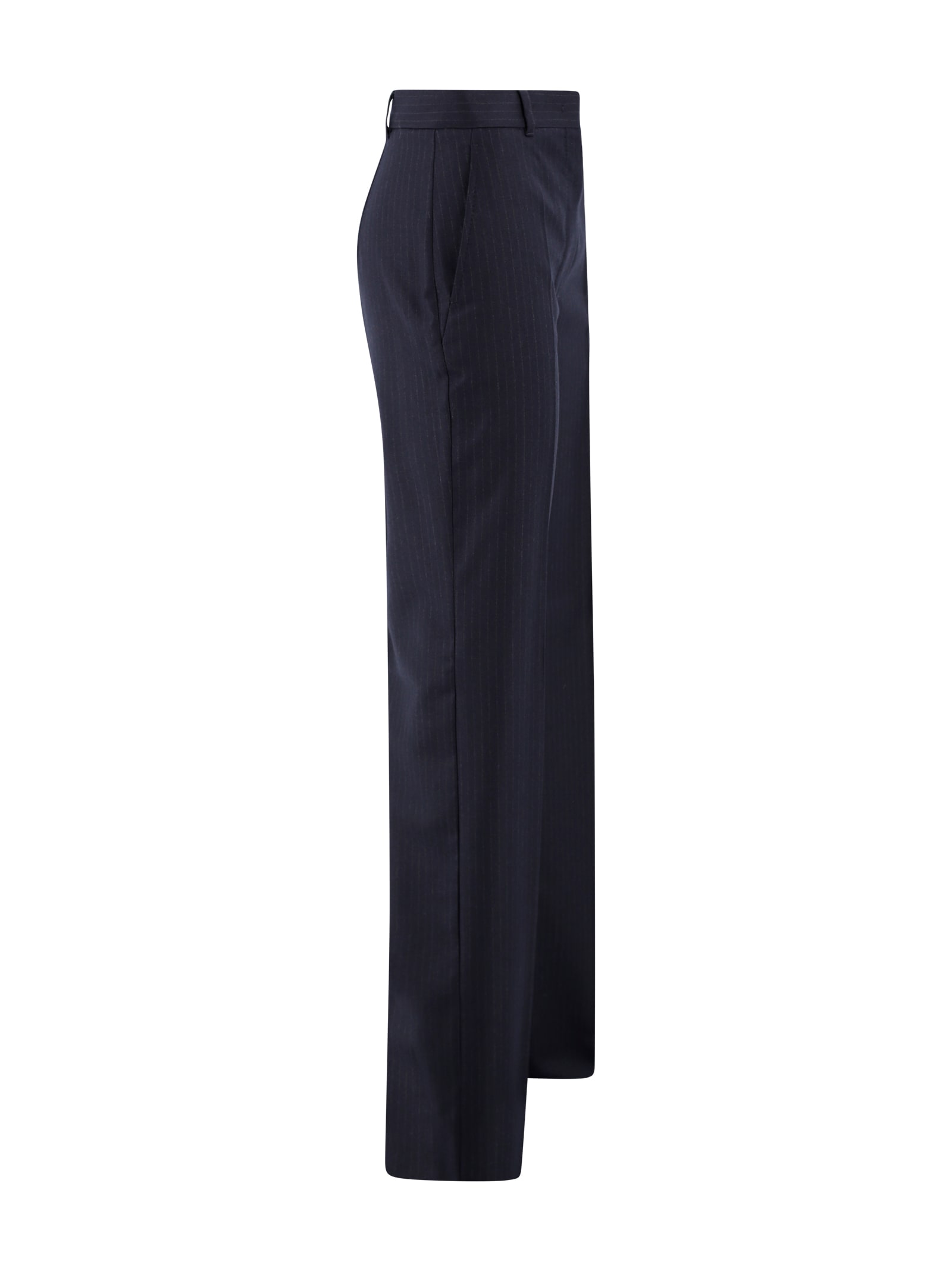 Max Mara Straight High Waisted Trousers In Blue