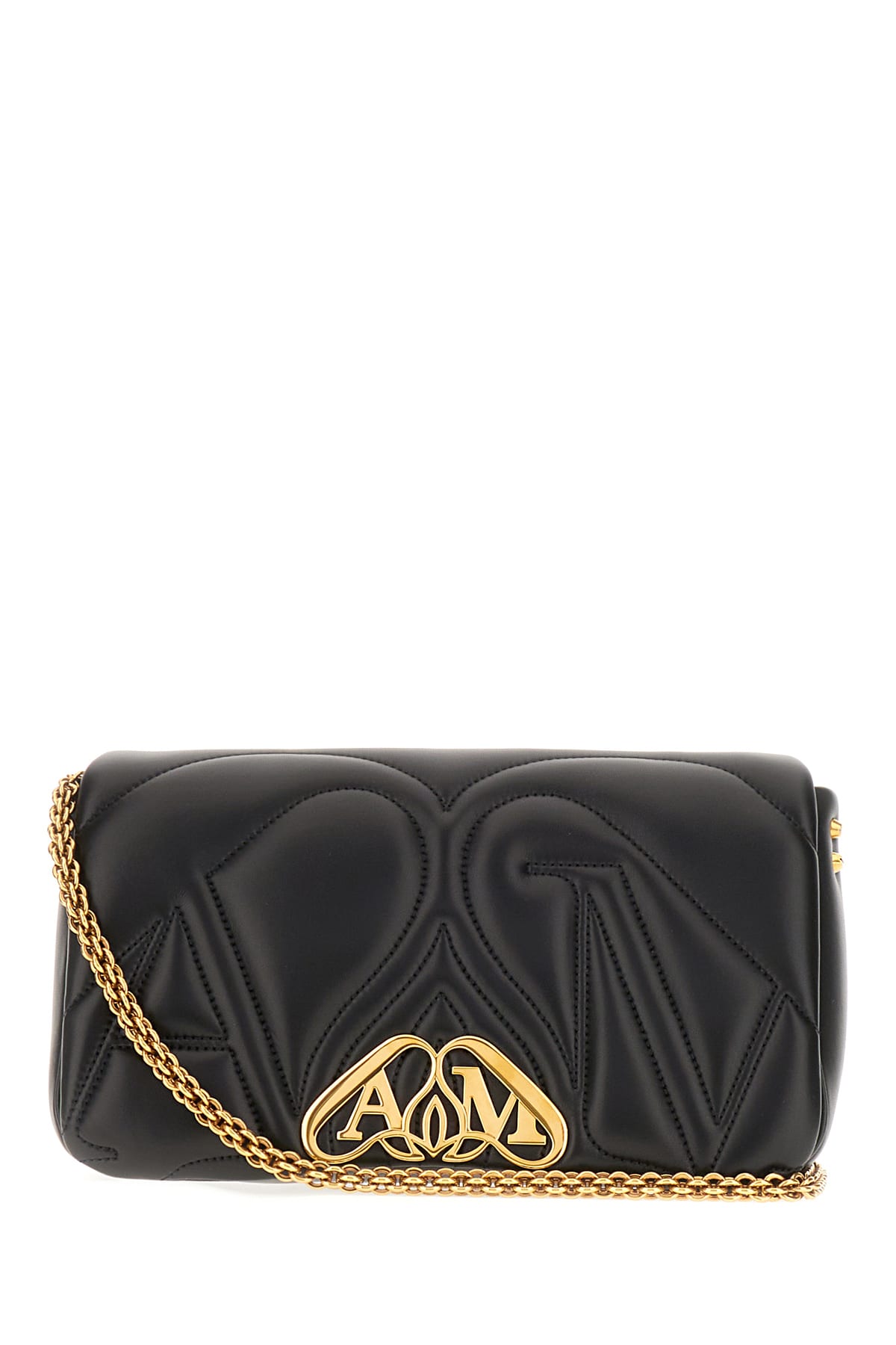 ALEXANDER MCQUEEN BLACK NAPPA LEATHER SEAL SMALL CROSSBODY BAG