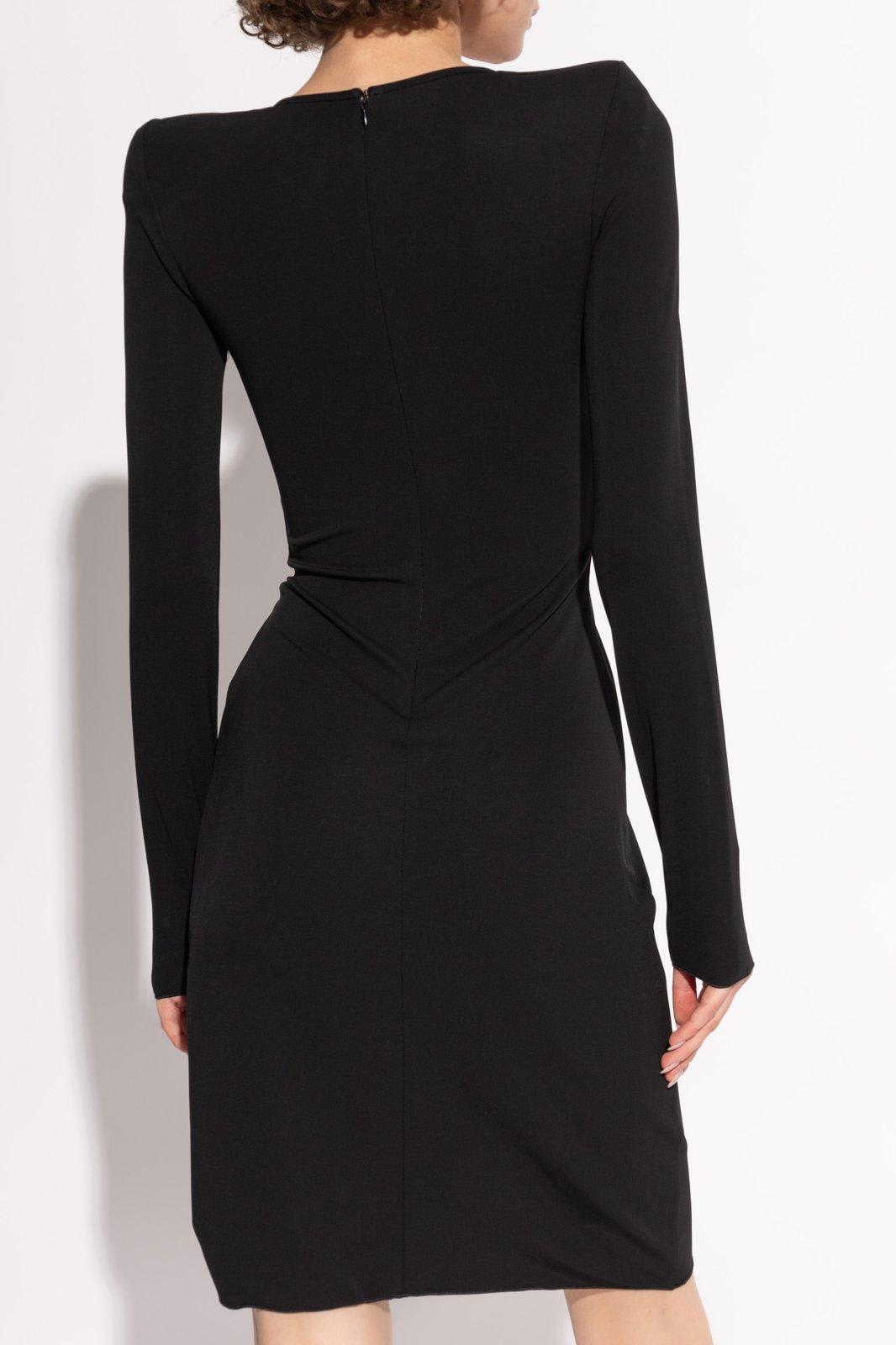 Shop Emporio Armani Dress With V Neckline In Black