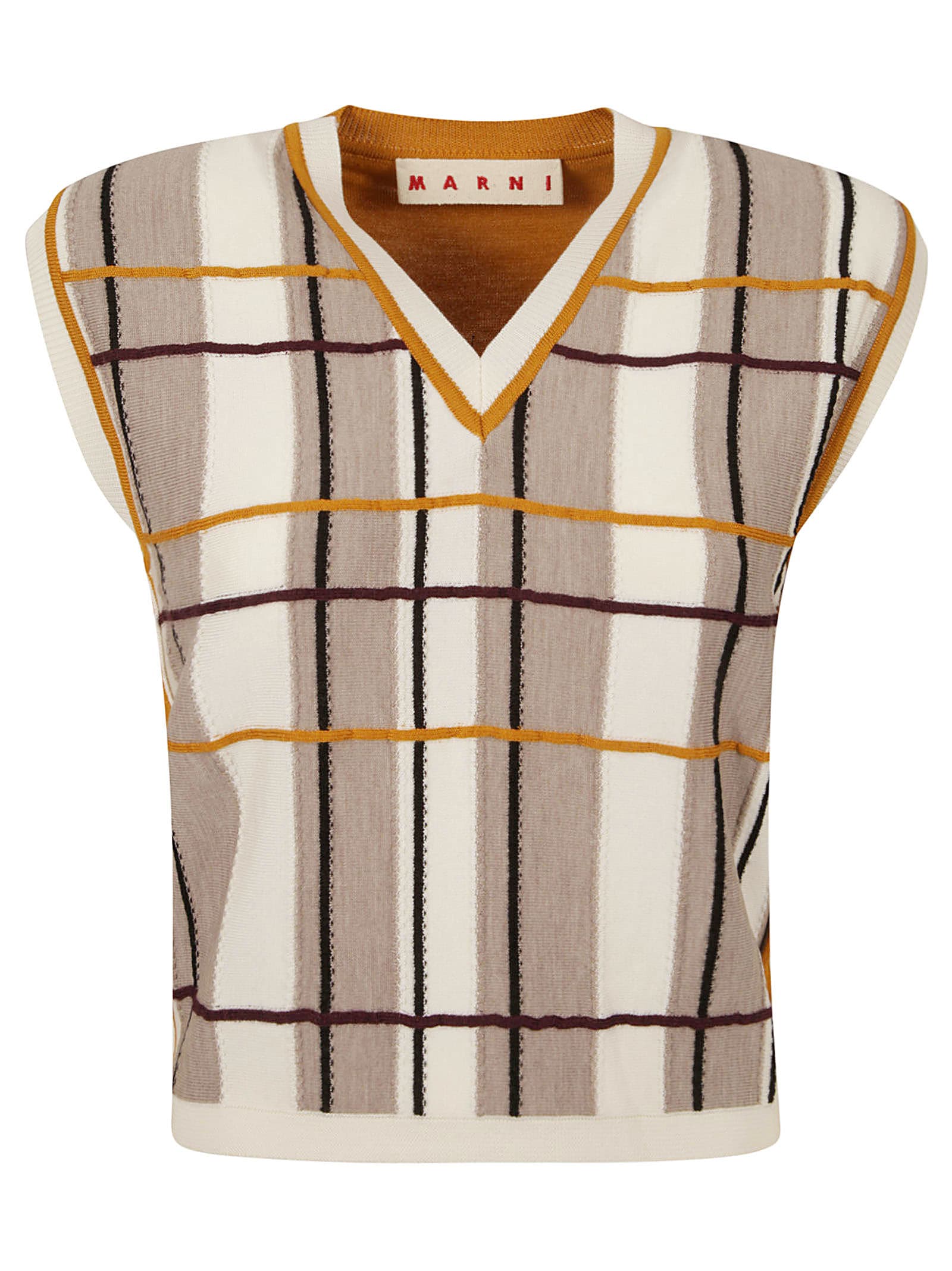 Shop Marni Half & Half Geometric Pattern Vest In Transparent