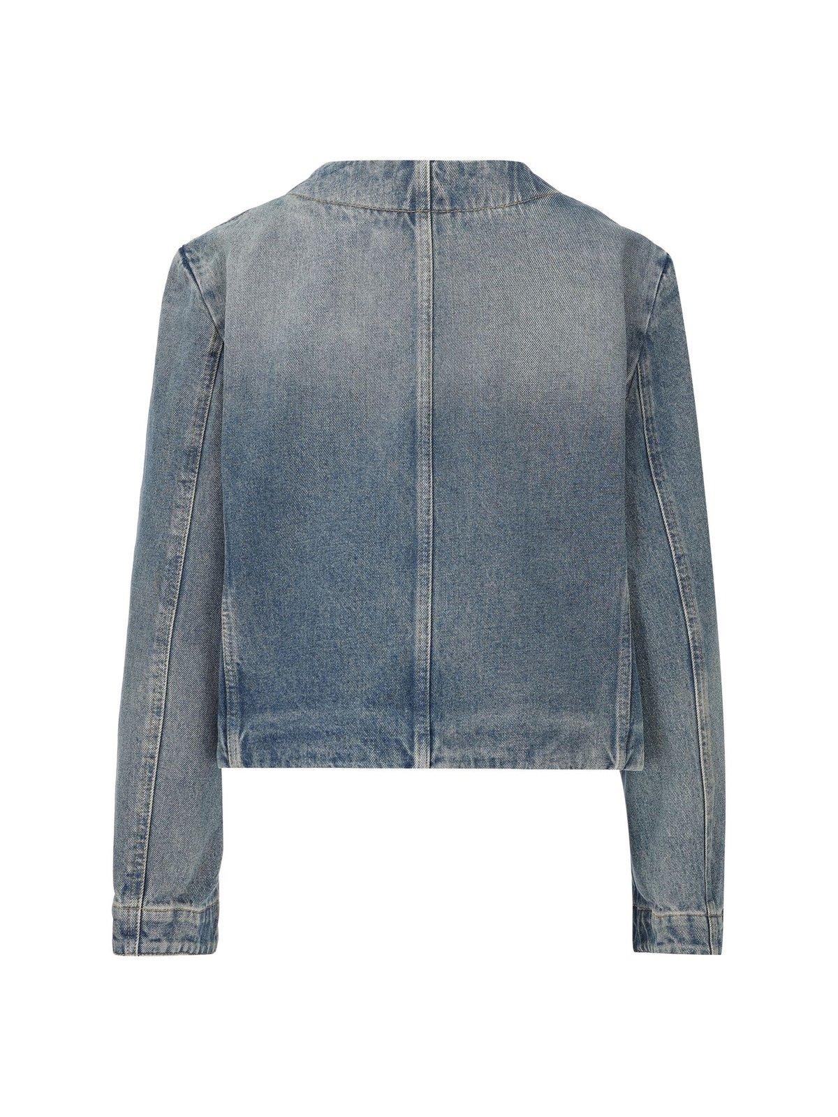 Shop Givenchy Chain-detailed Denim Jacket In Denim Blue