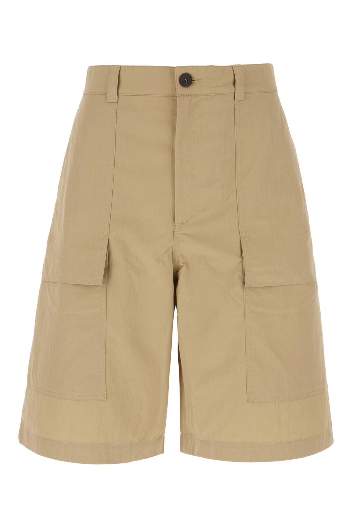 Studio Nicholson Beige Cotton Blend Bermuda Shorts In Brown