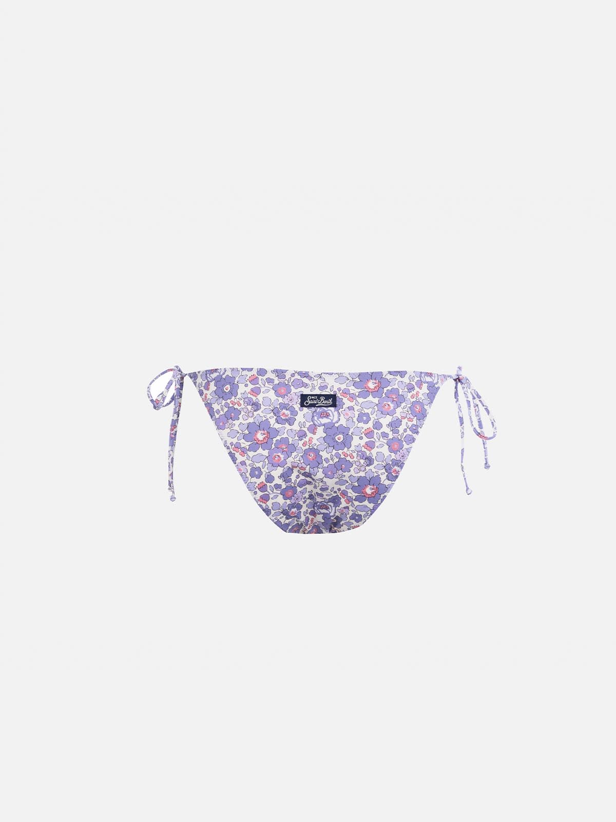 Mc2 Saint Barth Woman Betsy Classic Swim Briefs Virgo Made With Liberty Fabric In Pink