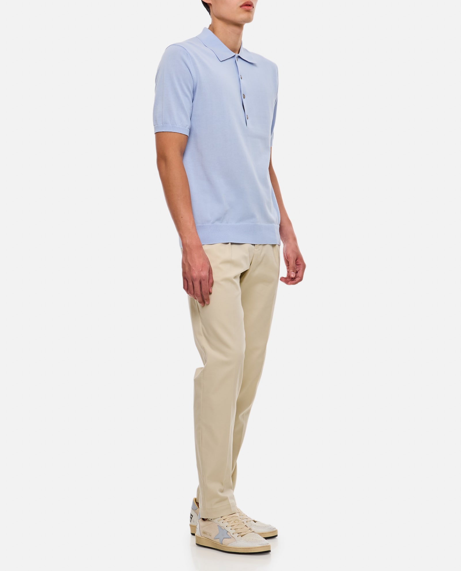 Shop Closed Cotton Polo In Clear Blue